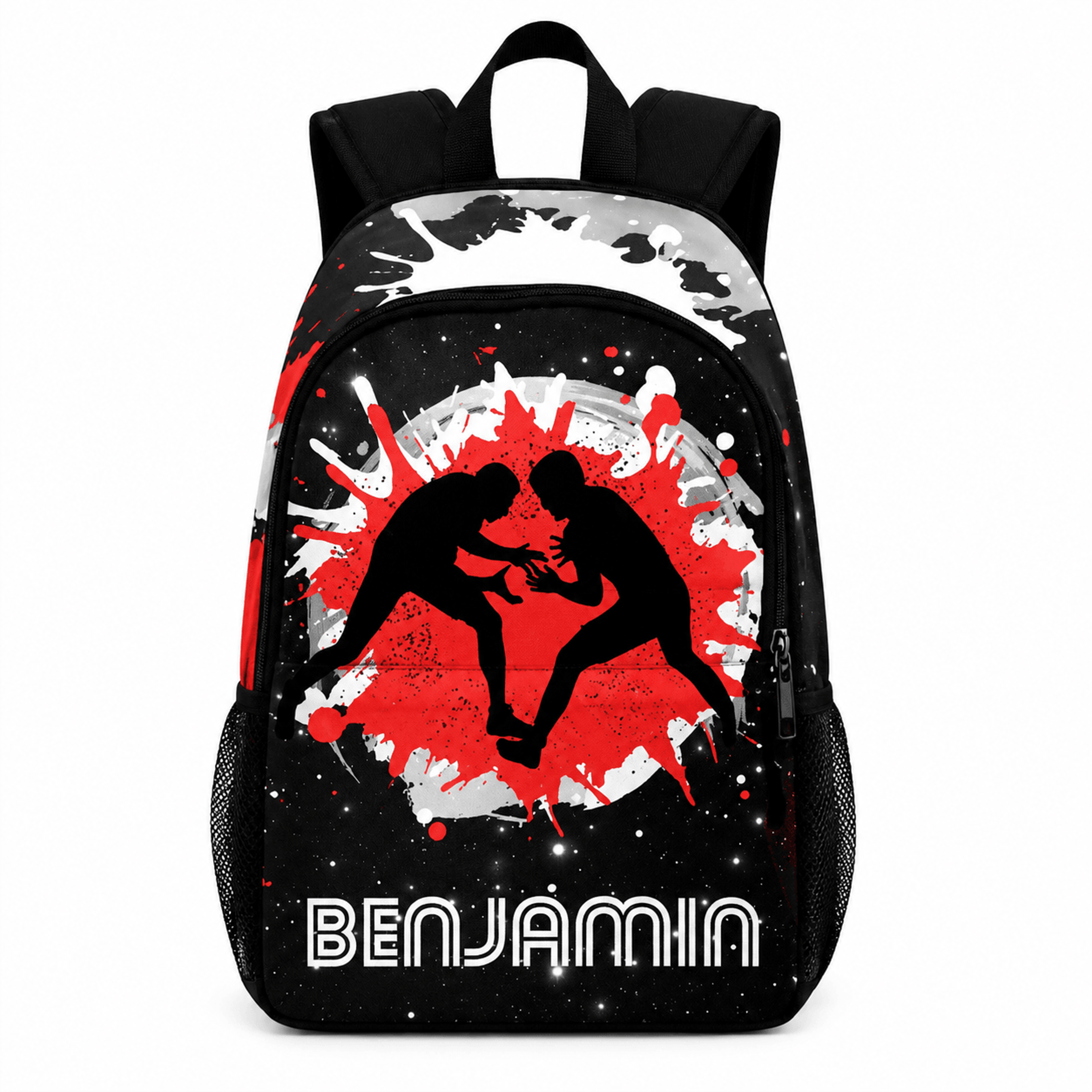 personalized wrestling kids backpack, custom name wrestler school backpack, boys sports bookbag, wrestling bag