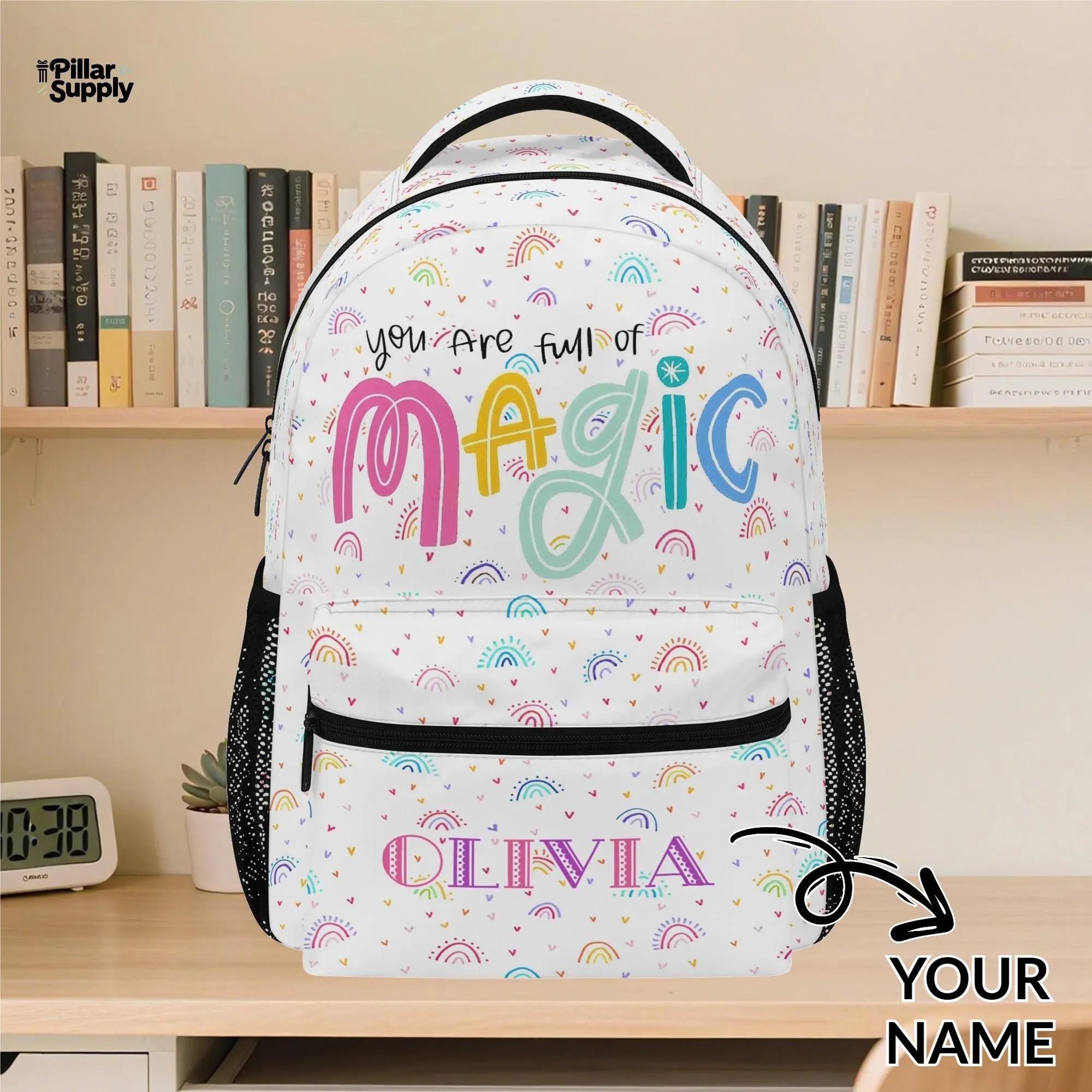 personalized rainbow backpack for girls, you are full of magic school bag, custom name bookbag, back to school kids gift