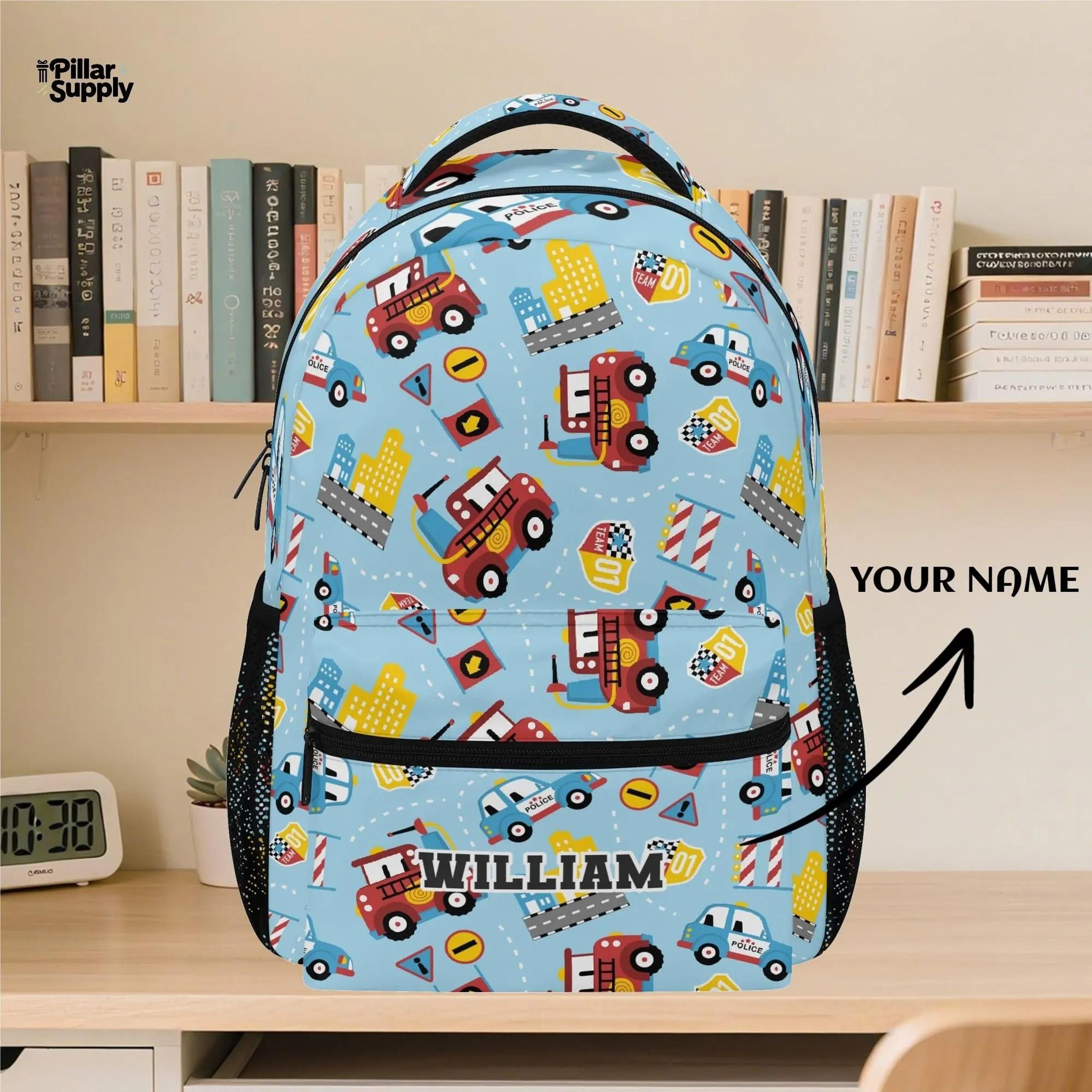 personalized pirate monkey backpack for boys, custom name kids school bag, cute nautical animal bookbag