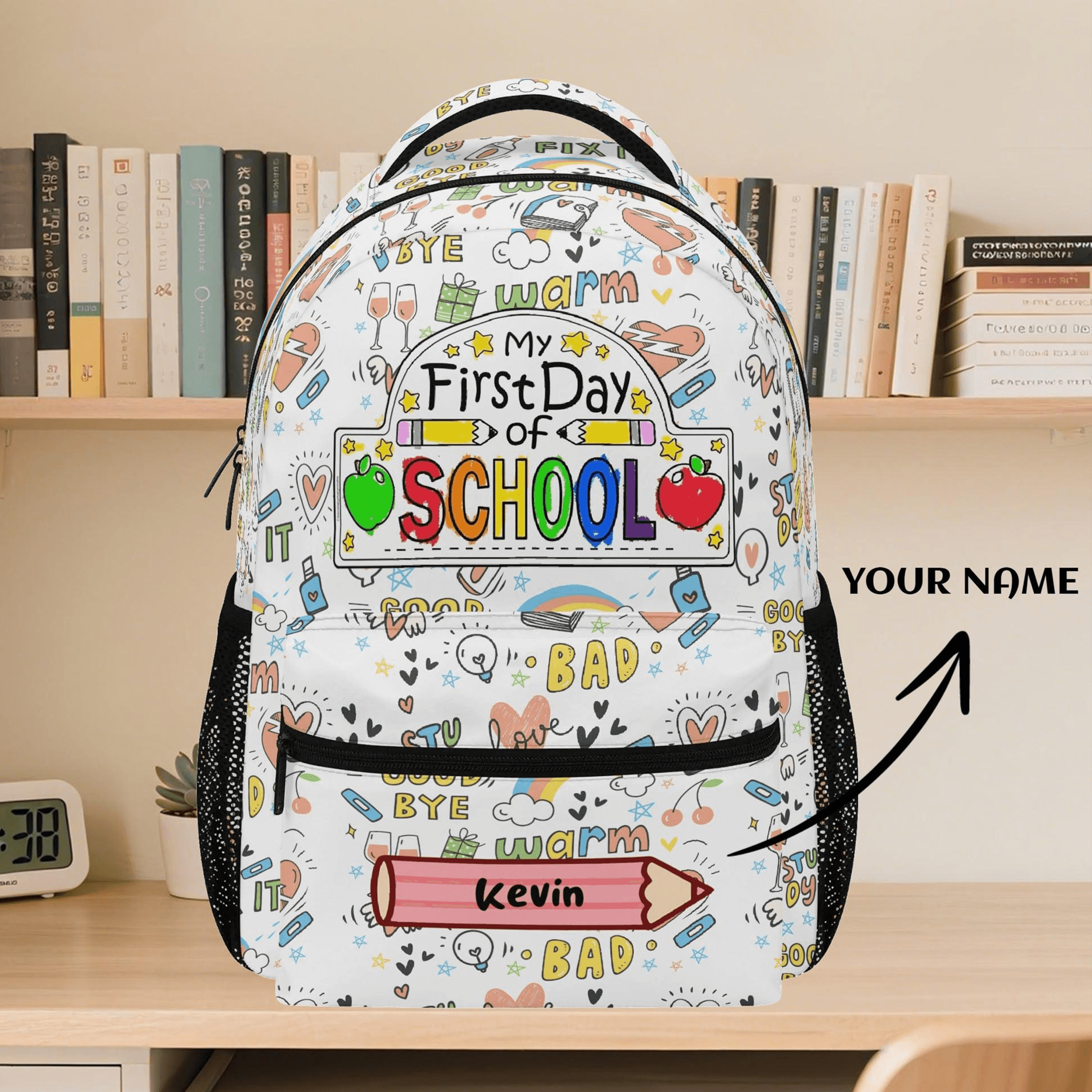 personalized first day of school backpack, custom name kids school bag, back to school bookbag, preschool kindergarten