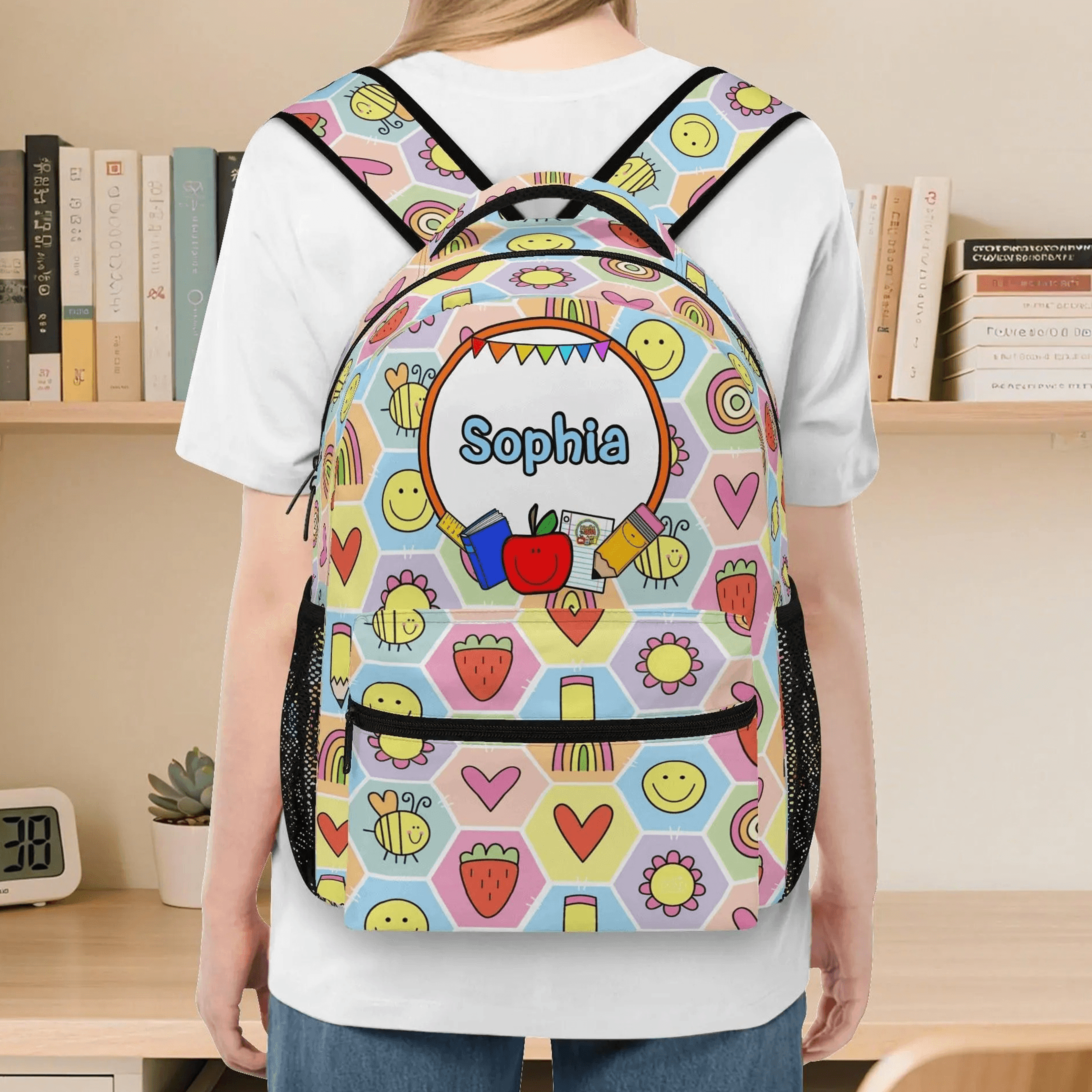 personalized school backpack for girls, custom name kids bookbag, cute colorful teacher school bag, preschool backpack