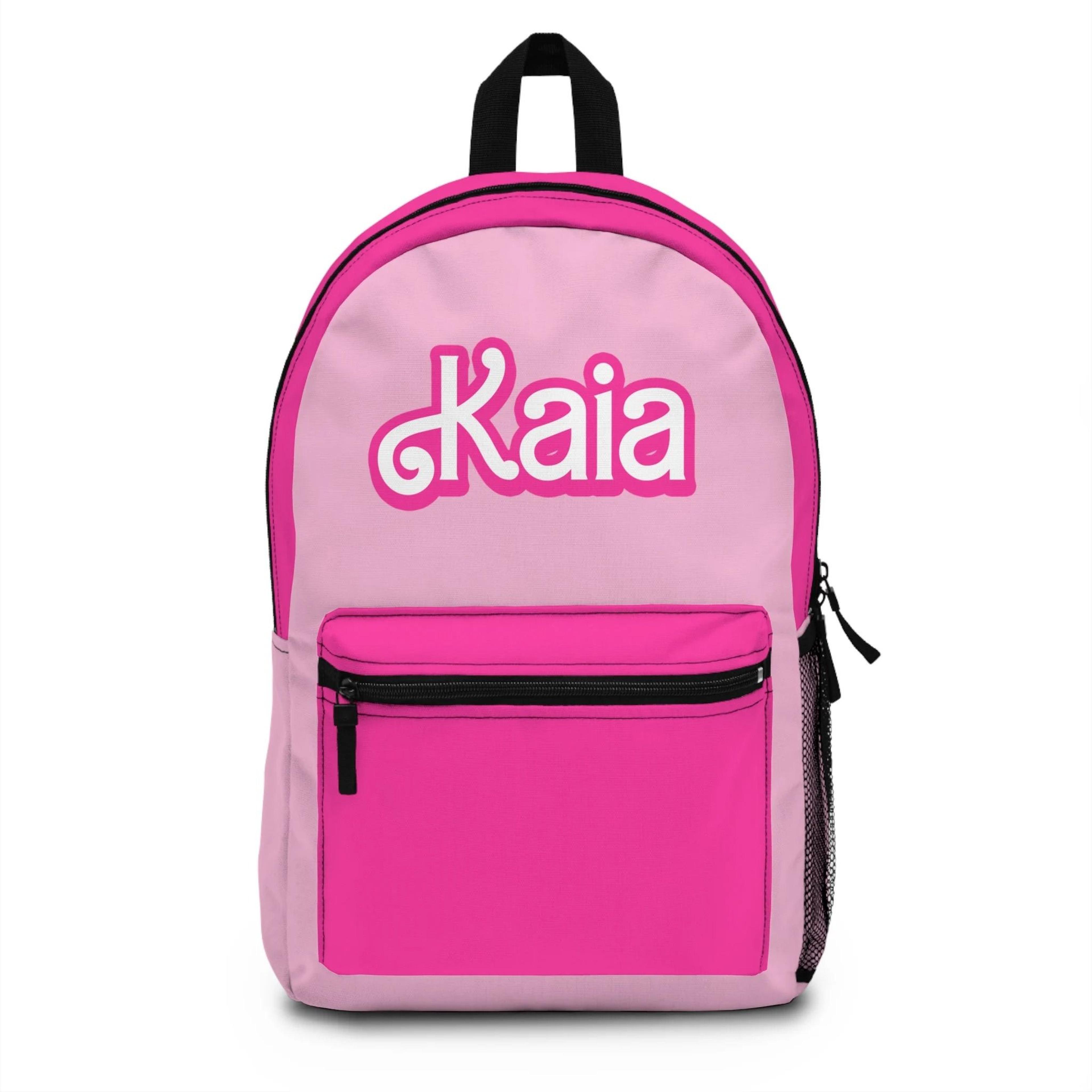 personalized pink name backpack for girls, custom name school bag, retro girly backpack, kids bookbag, back to school