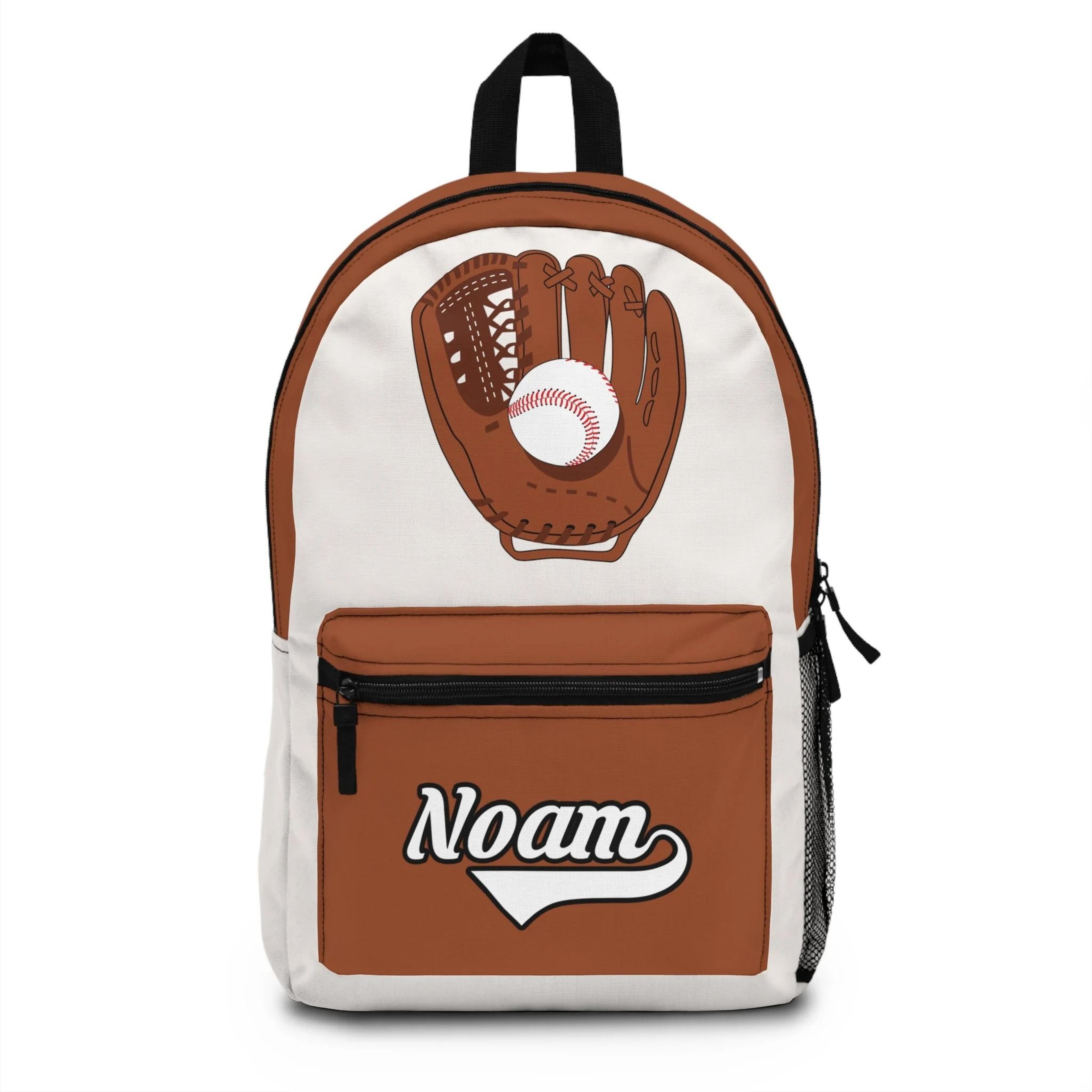 personalized baseball backpack for boys, custom name baseball school bag, baseball glove bookbag, sports backpack