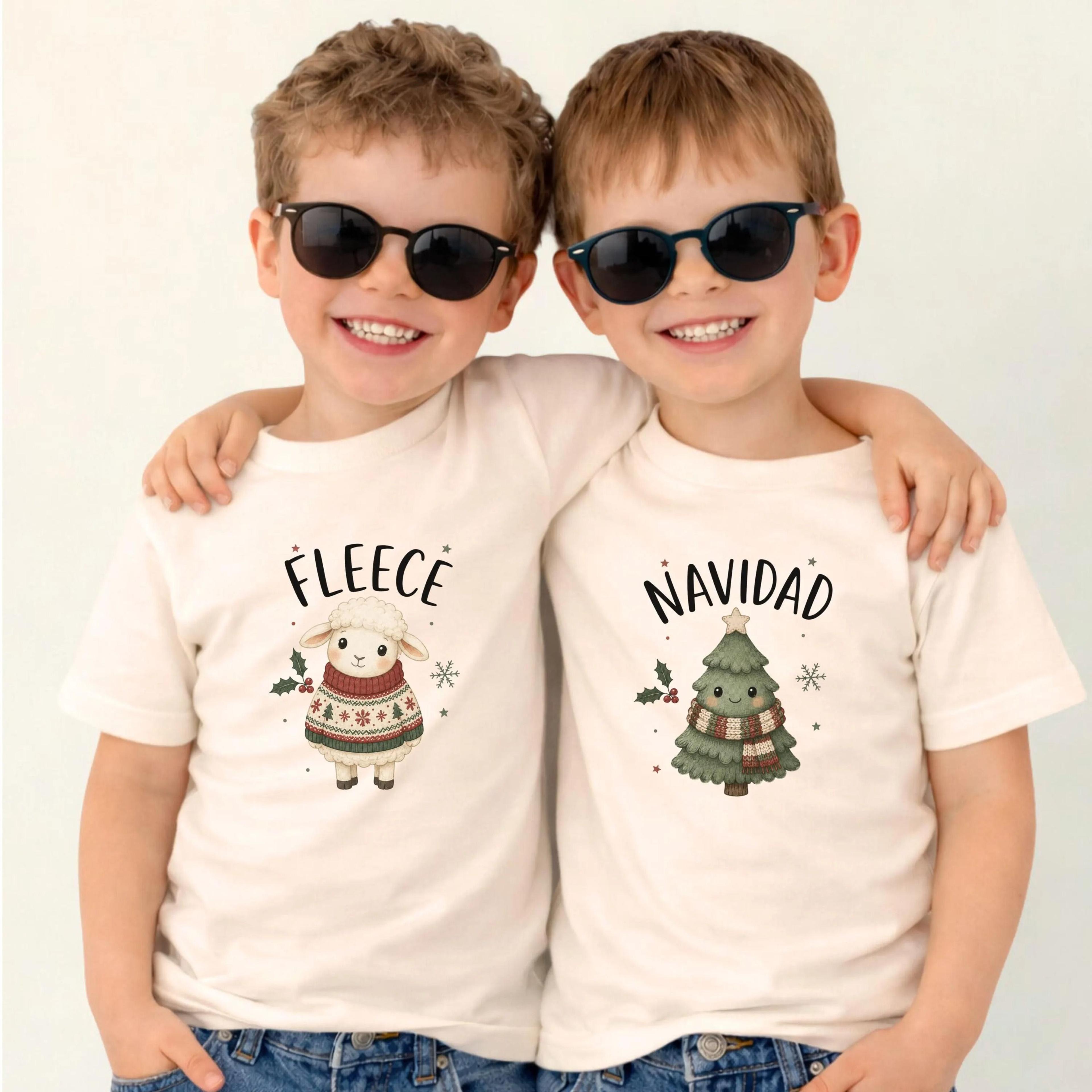 matching christmas sibling shirts, fleece navidad christmas shirts, funny holiday sheep tree tee, brother sister tees