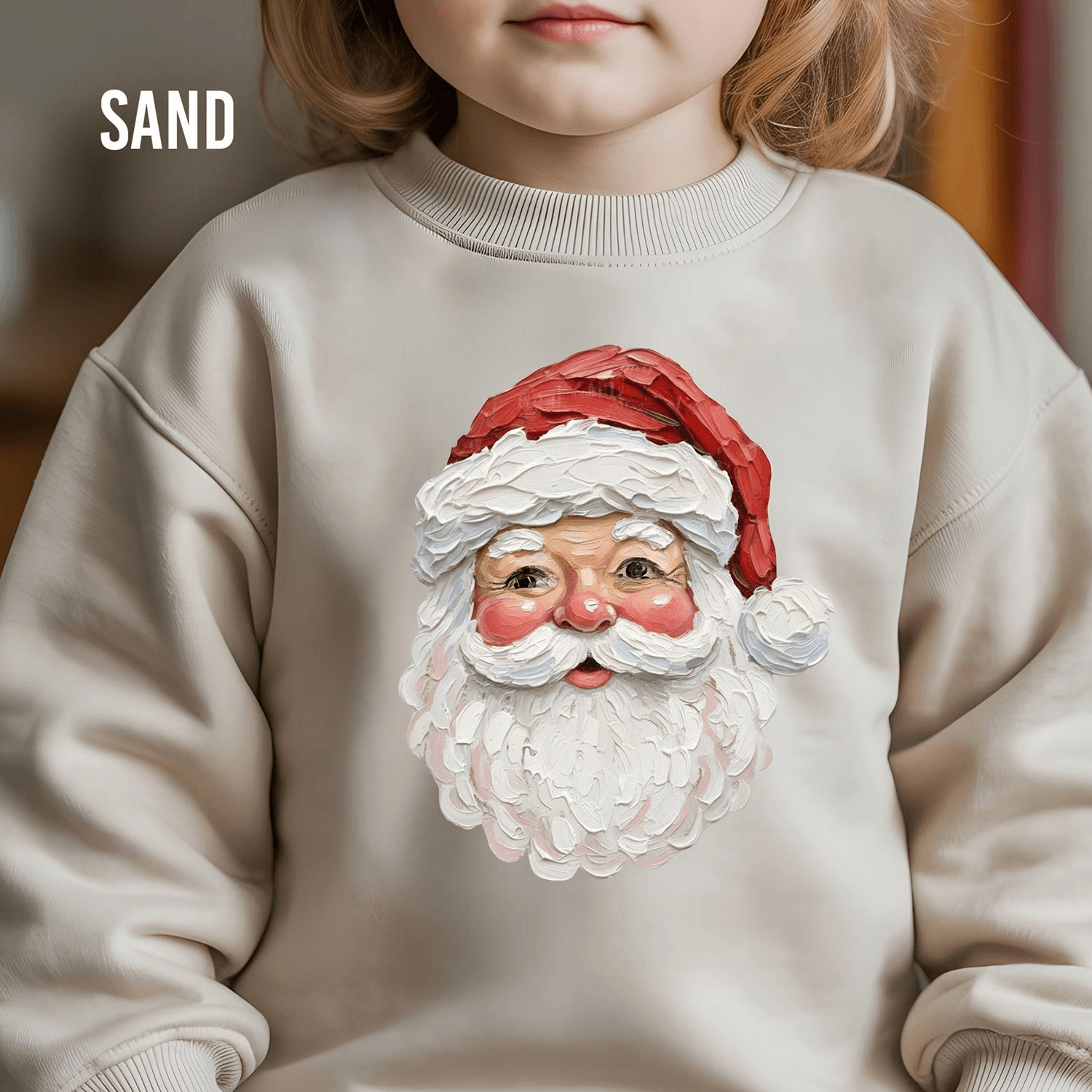 cute vintage santa face youth t-shirt & sweatshirt, kids christmas shirt, holiday santa claus graphic gift