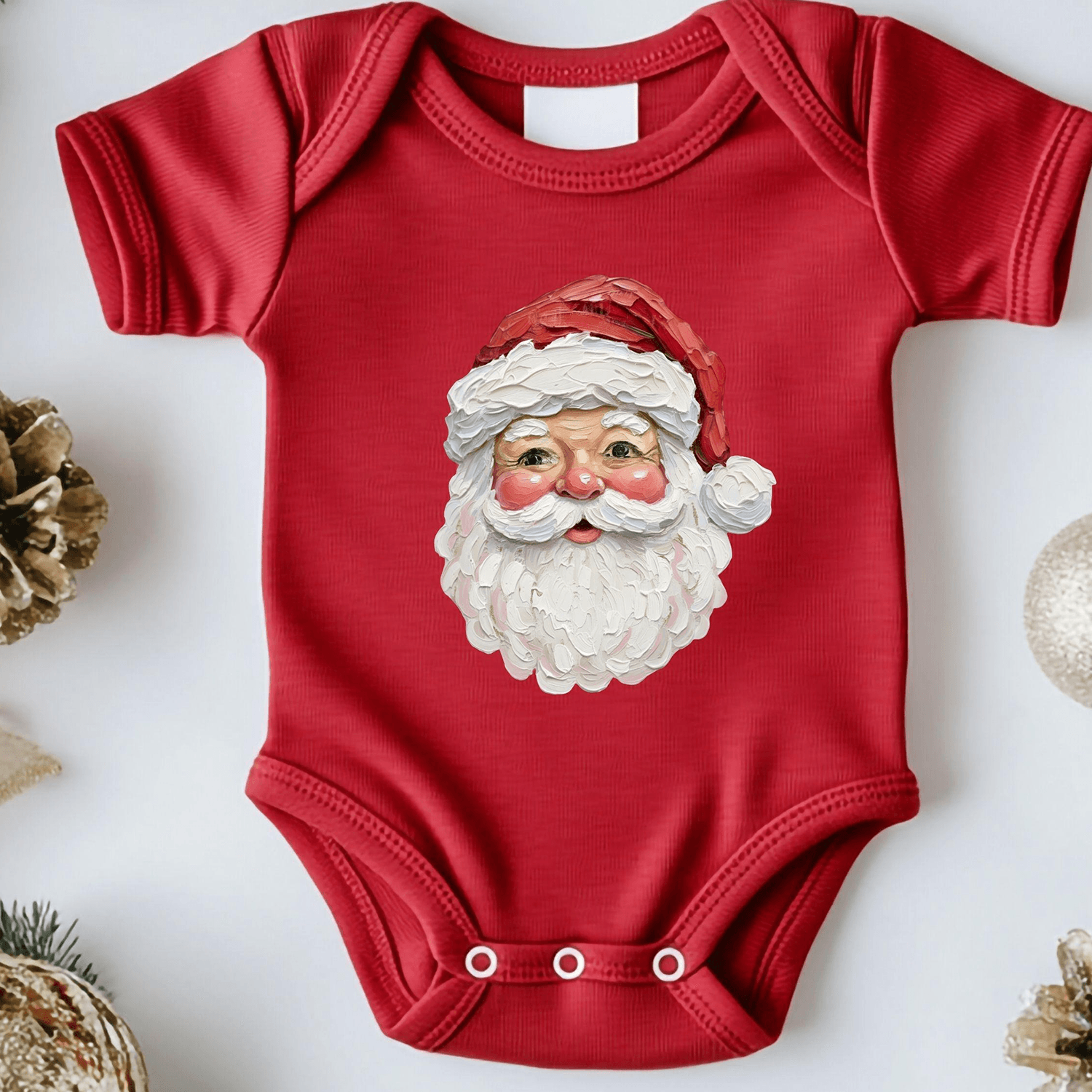 cute vintage santa face baby romper & kids t-shirt, christmas outfit, holiday santa claus graphic gift