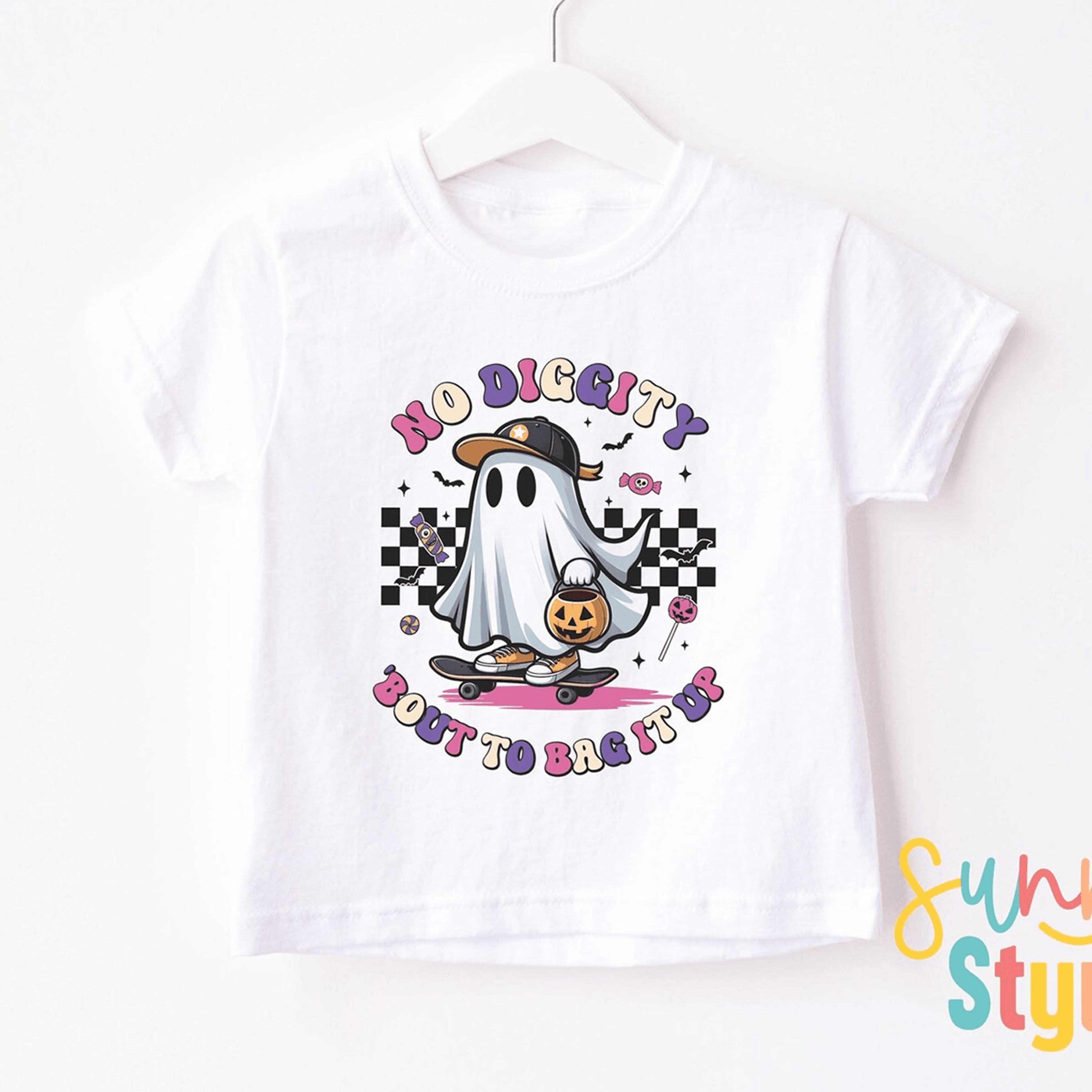 no diggity bout to bag it up baby halloween bodysuit, skateboard ghost baby shirt, funny halloween romper, trick or trea