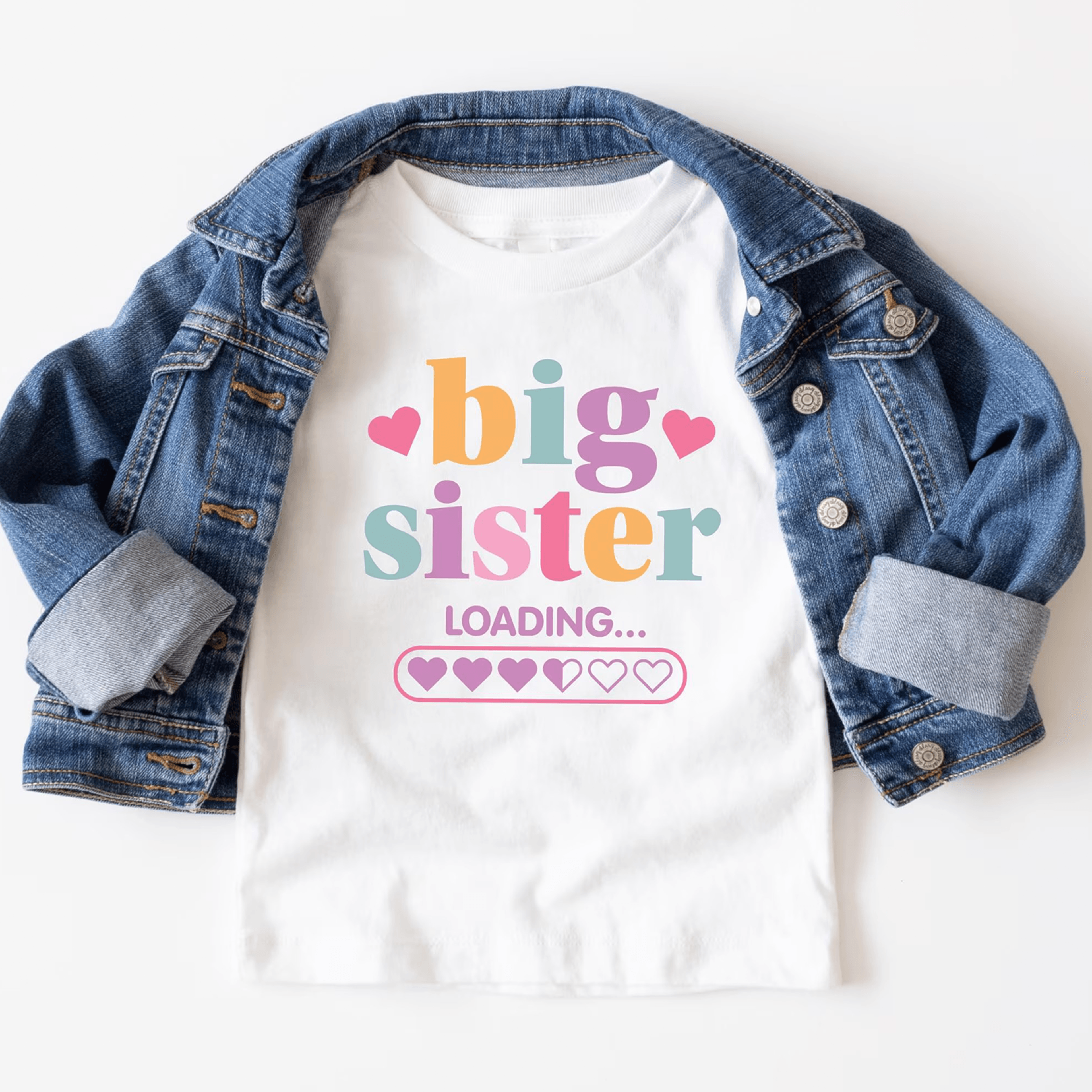 big sister loading shirt, pregnancy announcement kids tee, promoted to big sister shirt, sibling reveal toddler girl tee