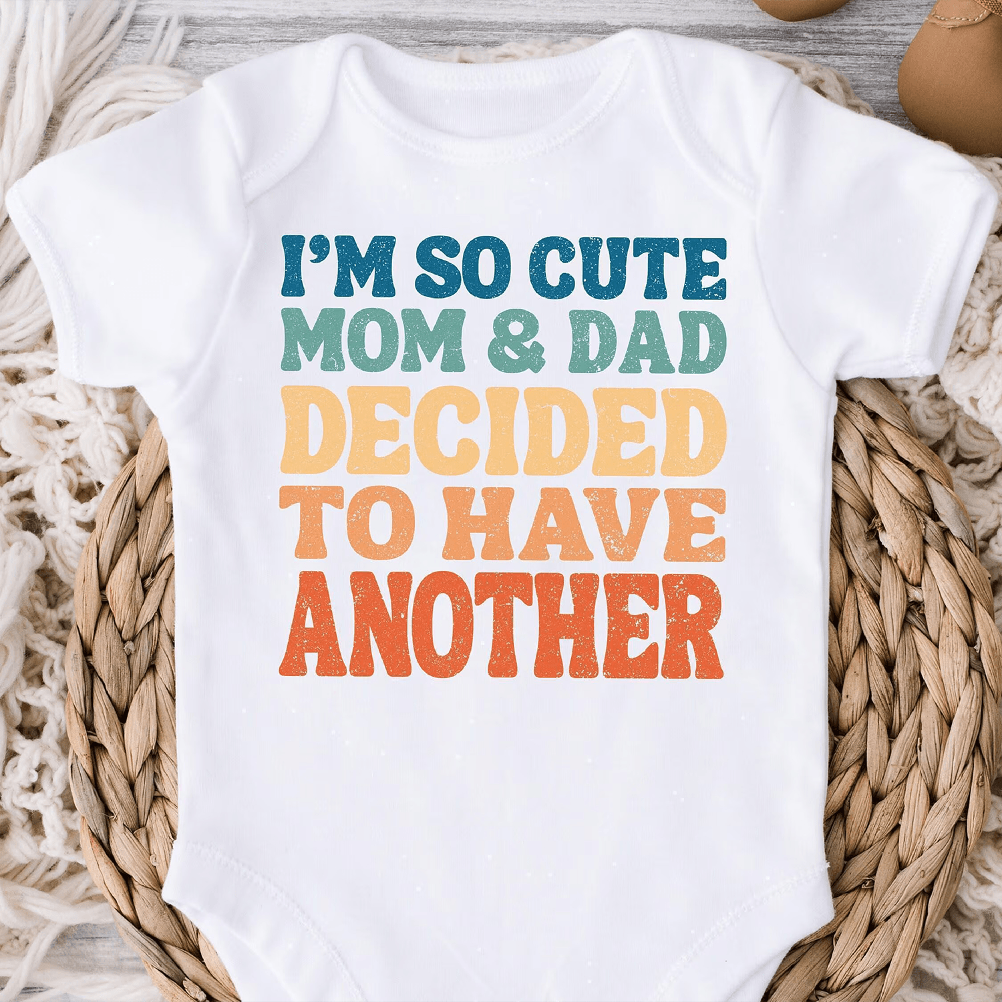 pregnancy announcement baby bodysuit, mom and dad decided to have another onesie, new baby reveal shirt