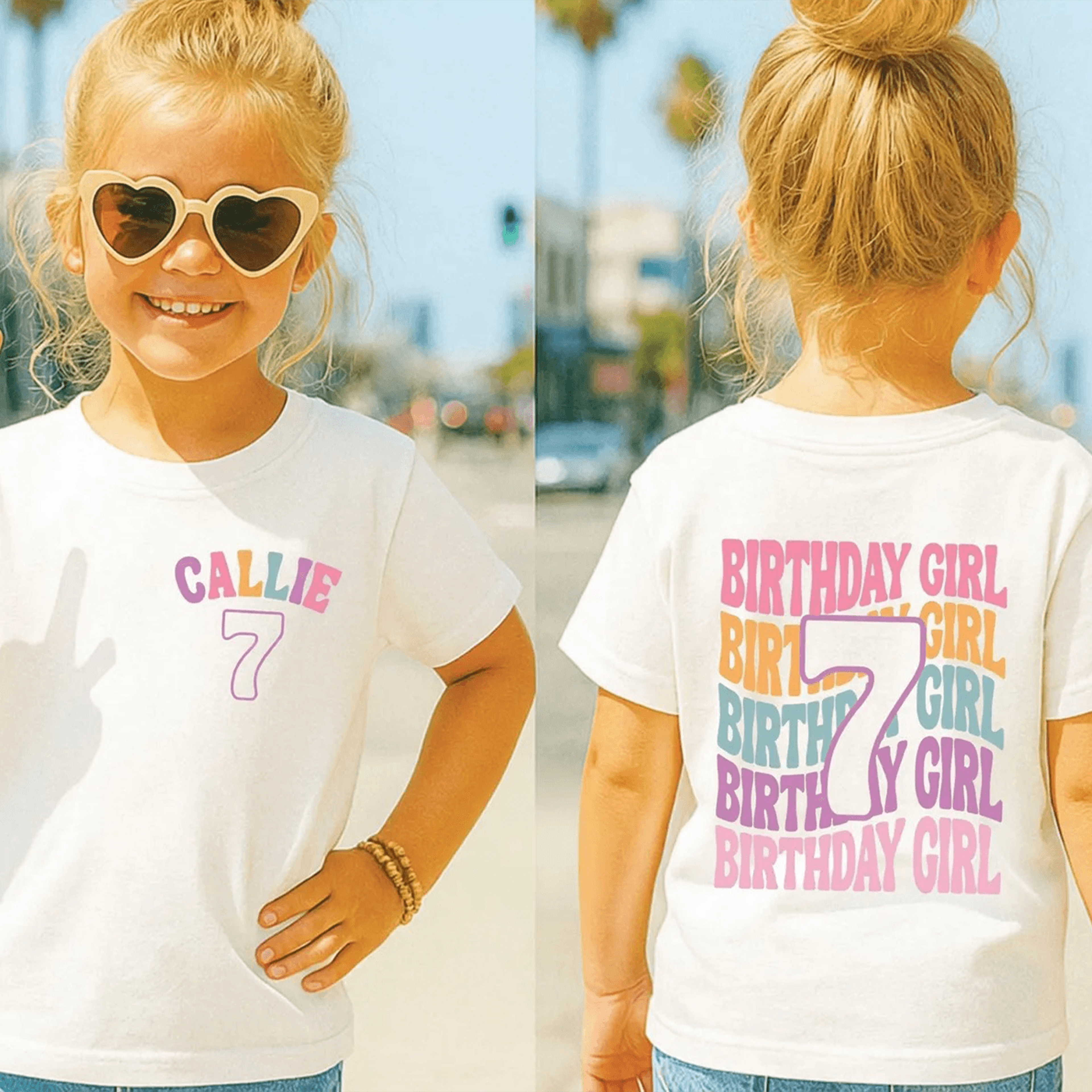 personalized 7th birthday girl shirt, birthday girl youth t-shirt, kids tee, youth sweatshirt, custom name shirt