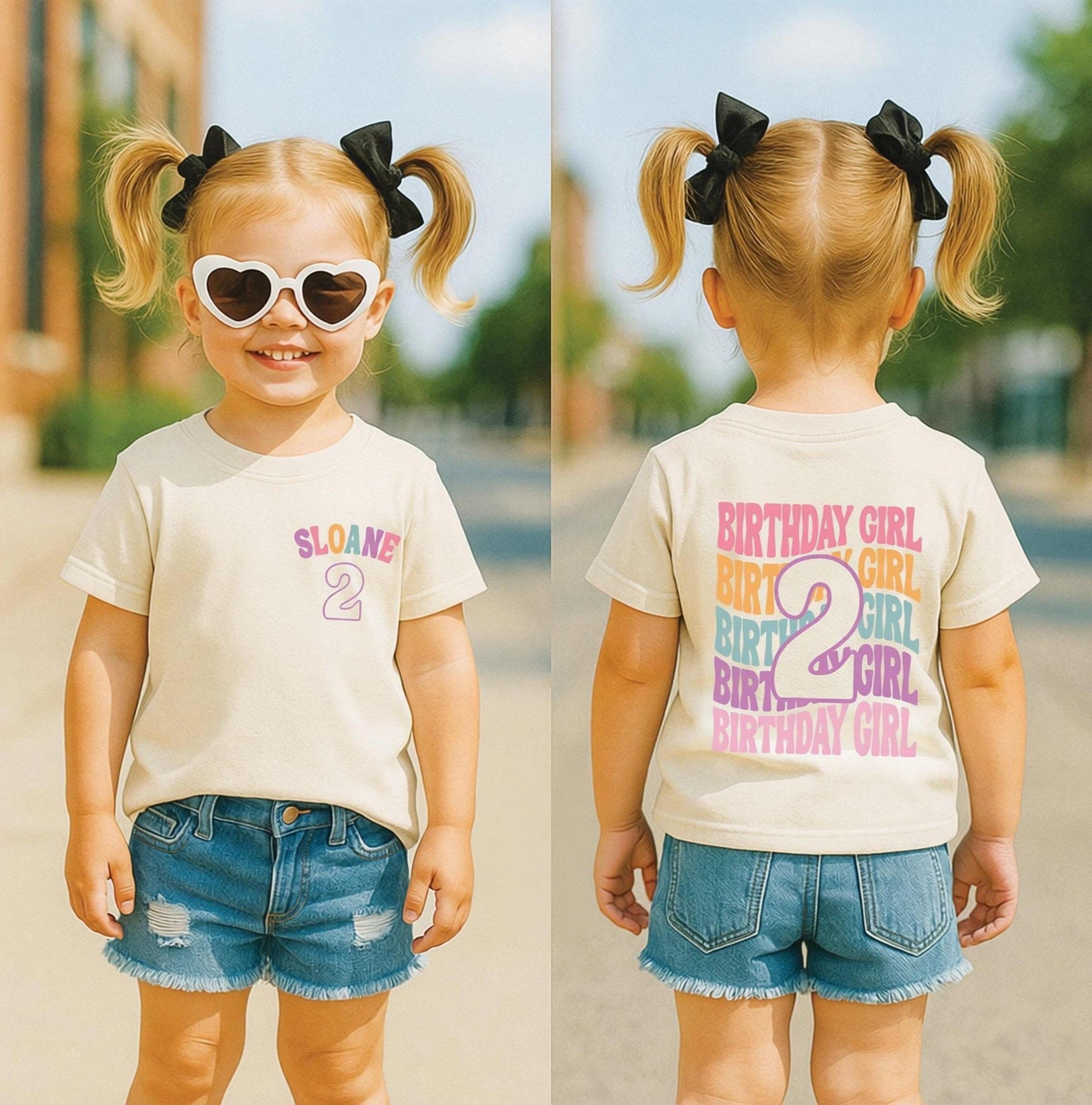 personalized 2nd birthday girl shirt, birthday girl youth t-shirt, kids tee, youth sweatshirt, custom name shirt