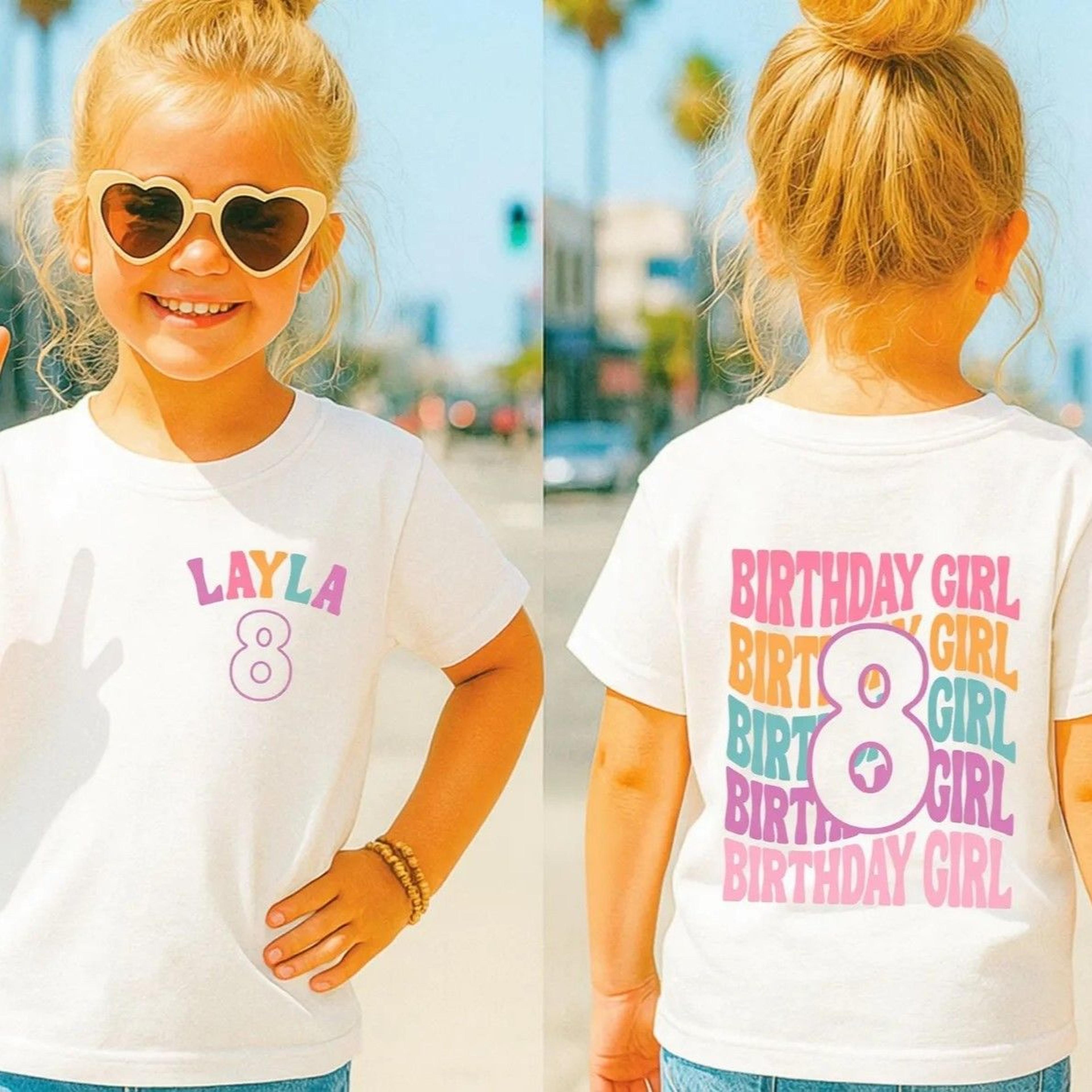 personalized 8th birthday girl shirt, birthday girl youth t-shirt, kids tee, youth sweatshirt, custom name shirt