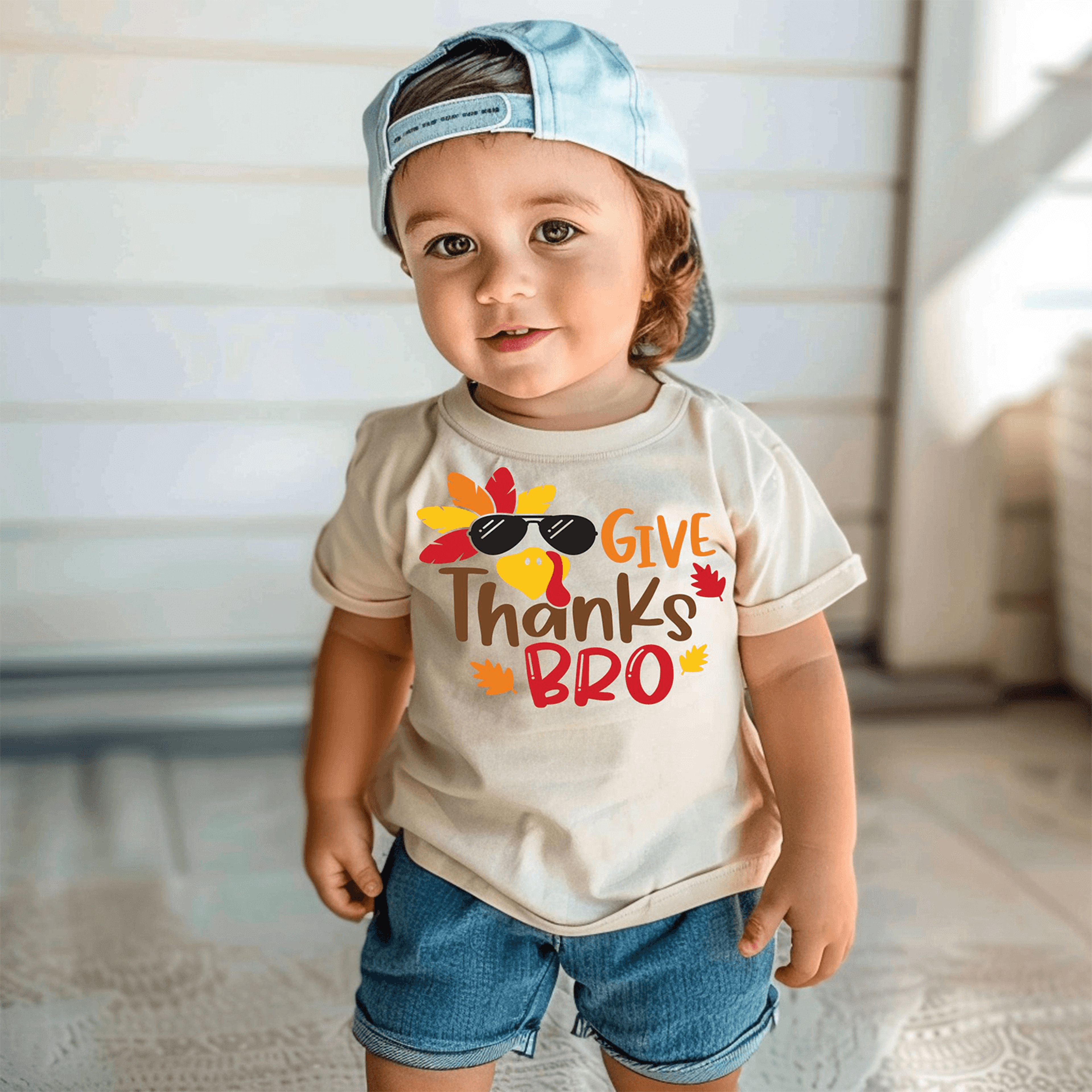 give thanks bro boys thanksgiving shirt, funny turkey toddler tee, kids fall outfit, boy thanksgiving t-shirt gift