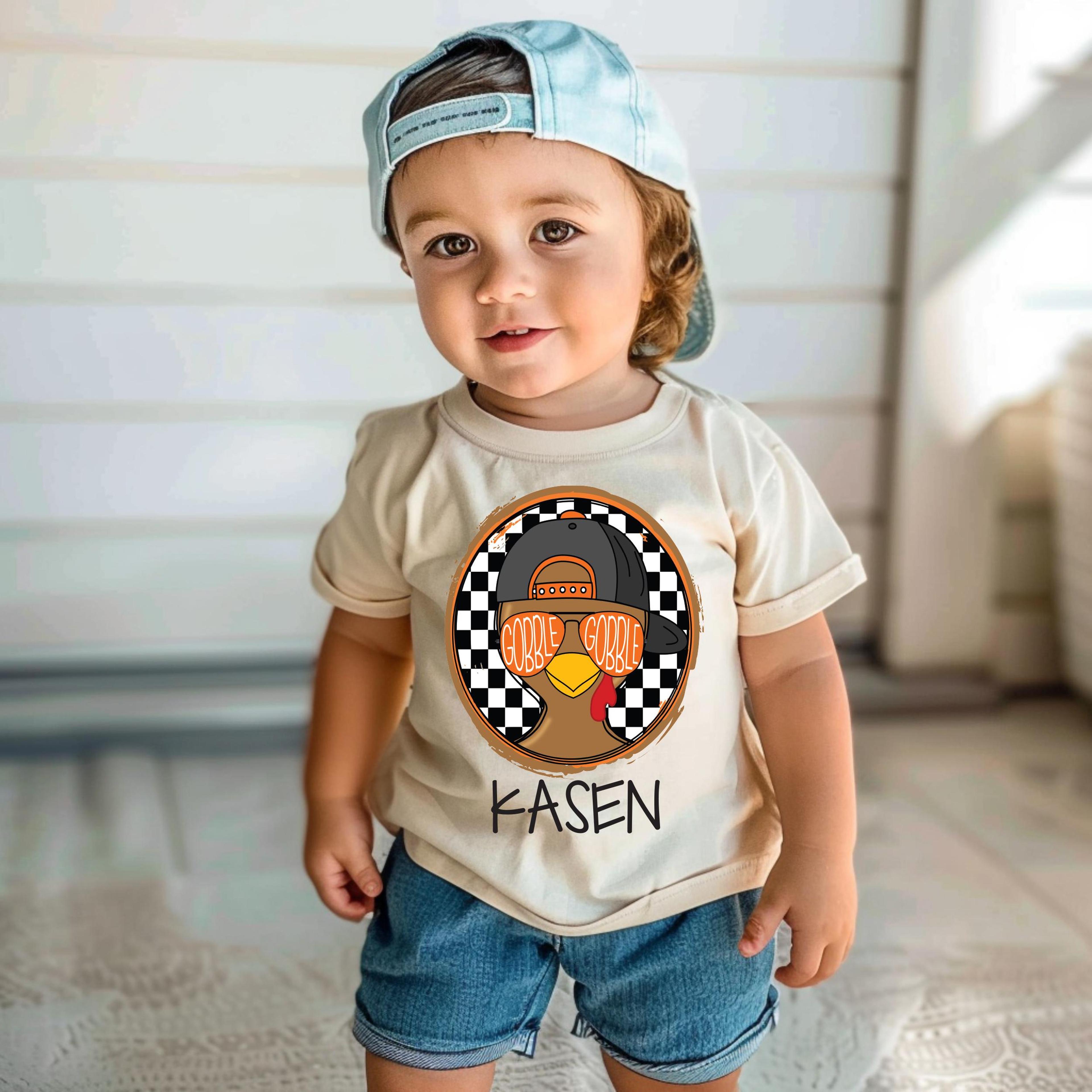 personalized thanksgiving kids shirt, custom turkey name tee, toddler boy girl fall outfit, family holiday t-shirt gift