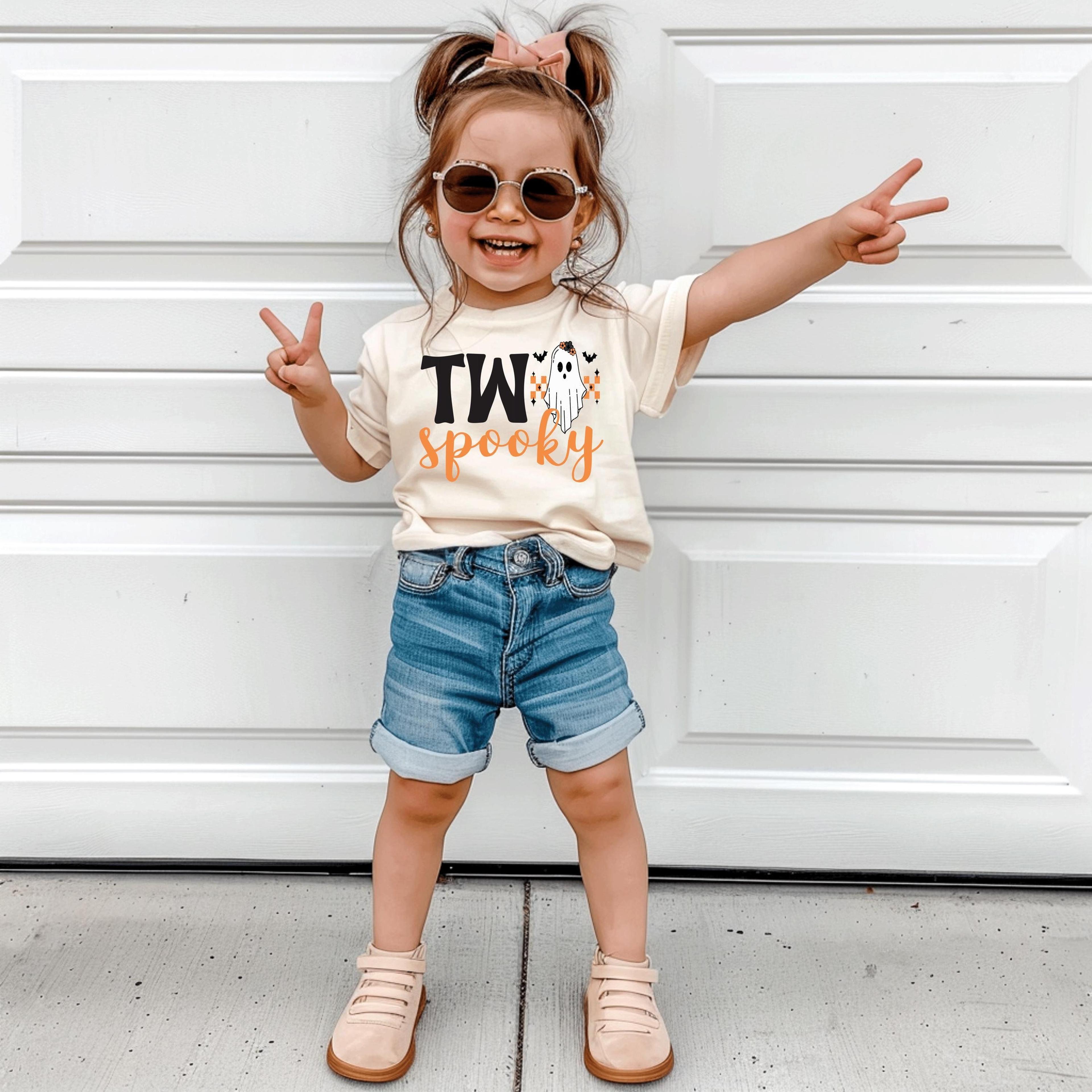 two spooky halloween shirt, 2nd birthday ghost tee, toddler boy girl spooky birthday outfit, october party gift