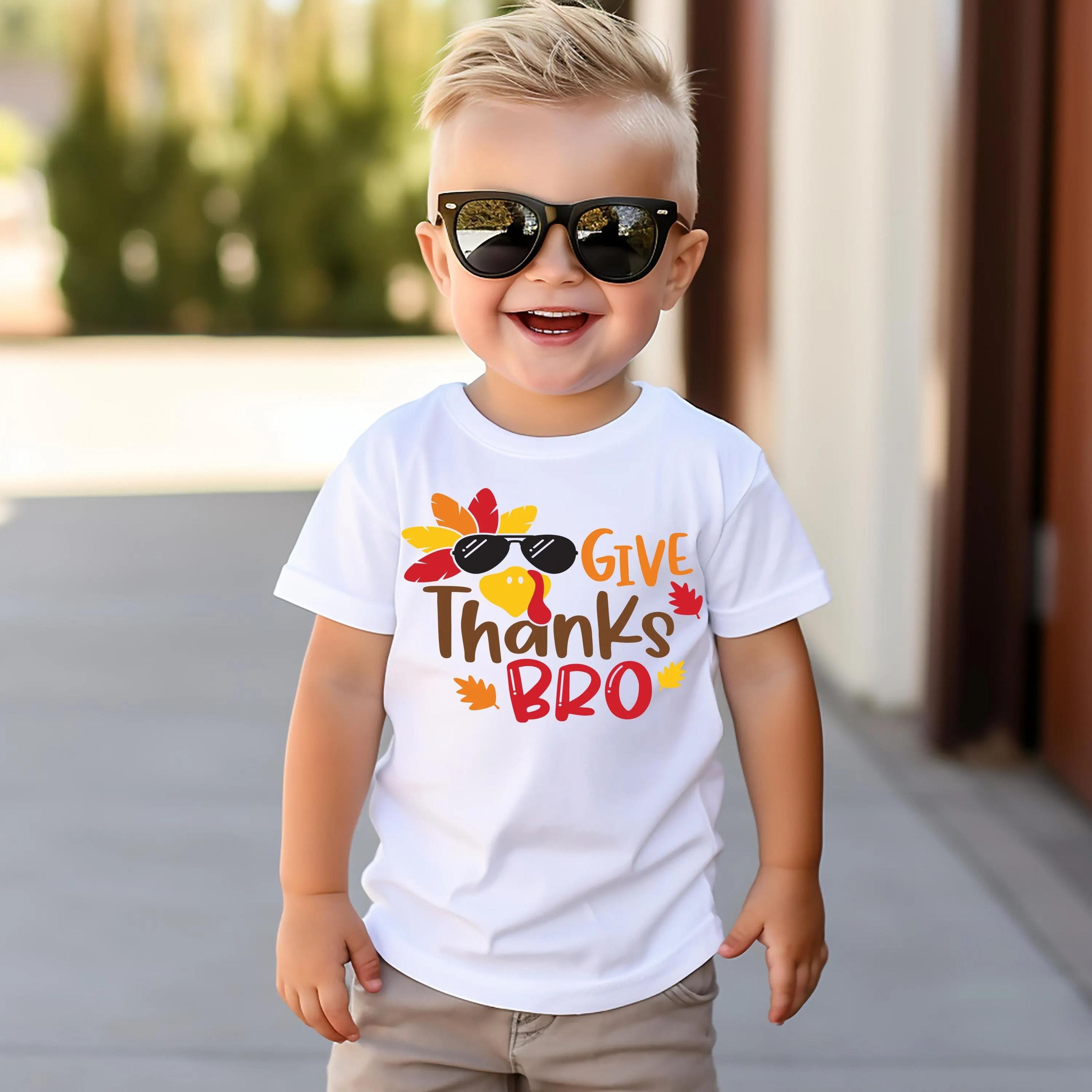 give thanks bro shirt, thanksgiving brother shirt, funny thanksgiving kids tee, turkey thanksgiving shirt, toddler fall