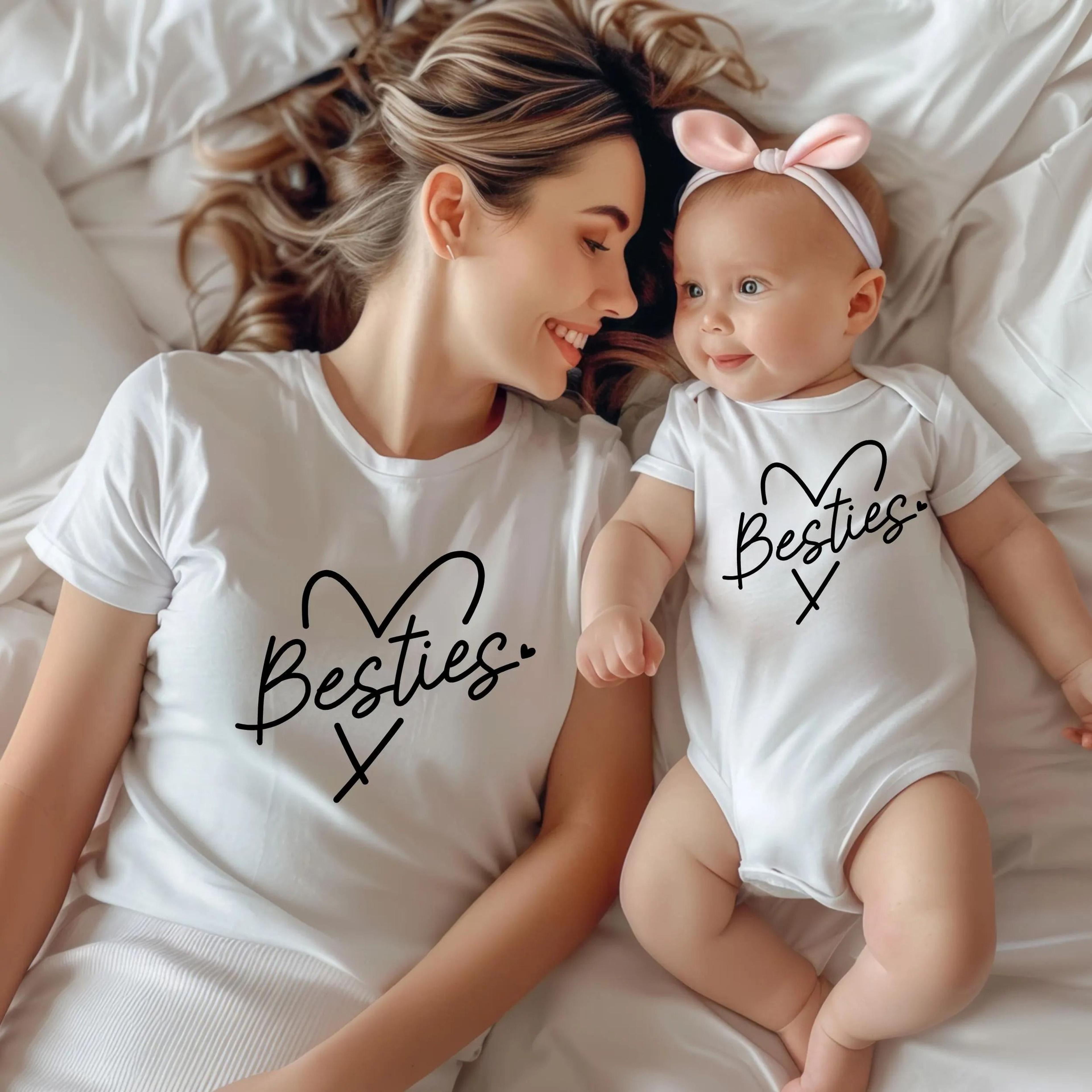 besties matching mom and baby shirts, mommy and me matching outfit, mama and mini shirts, mother daughter matching