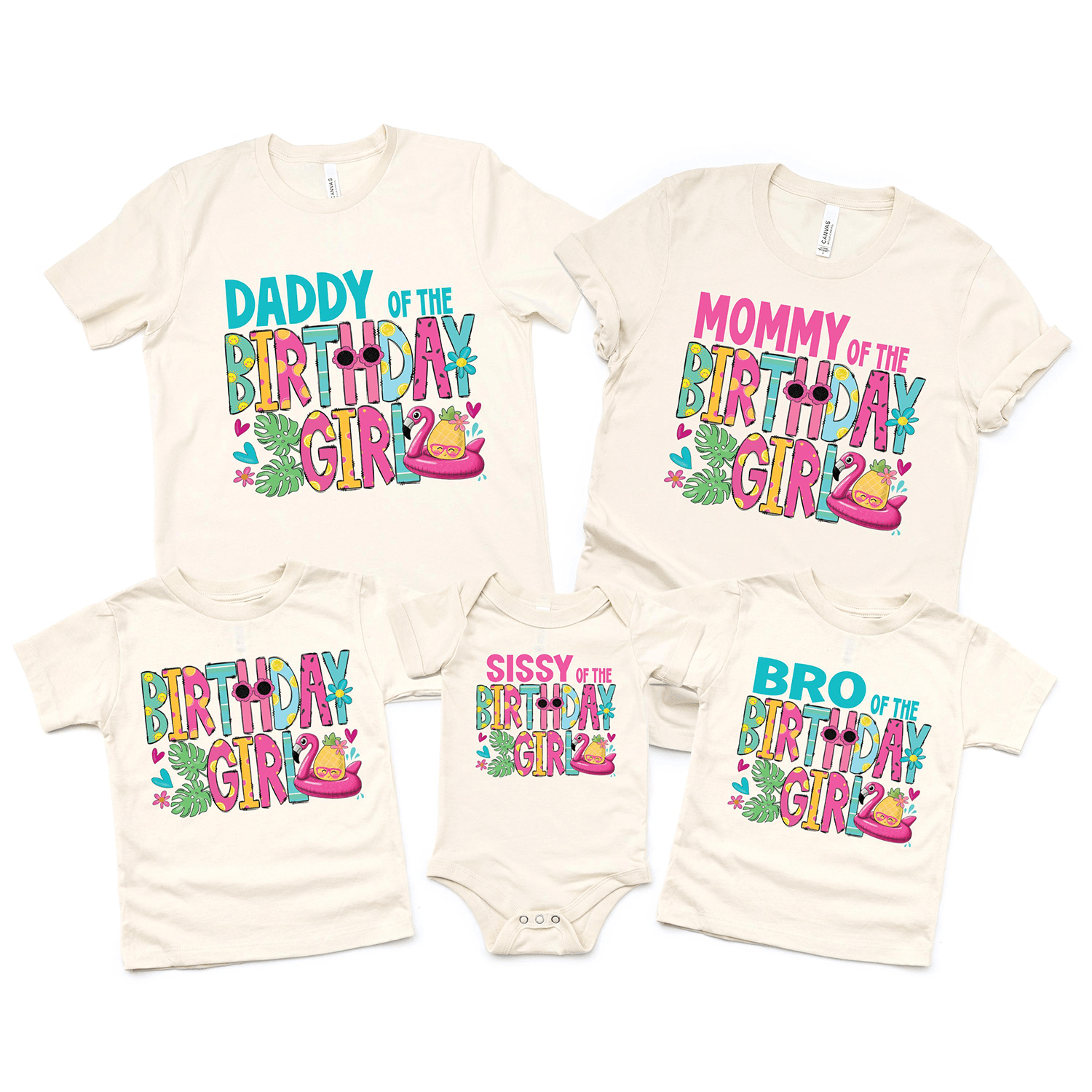 flamingo birthday shirts, personalized flamingo birthday girl shirt, matching family flamingo party outfit, custom tropi