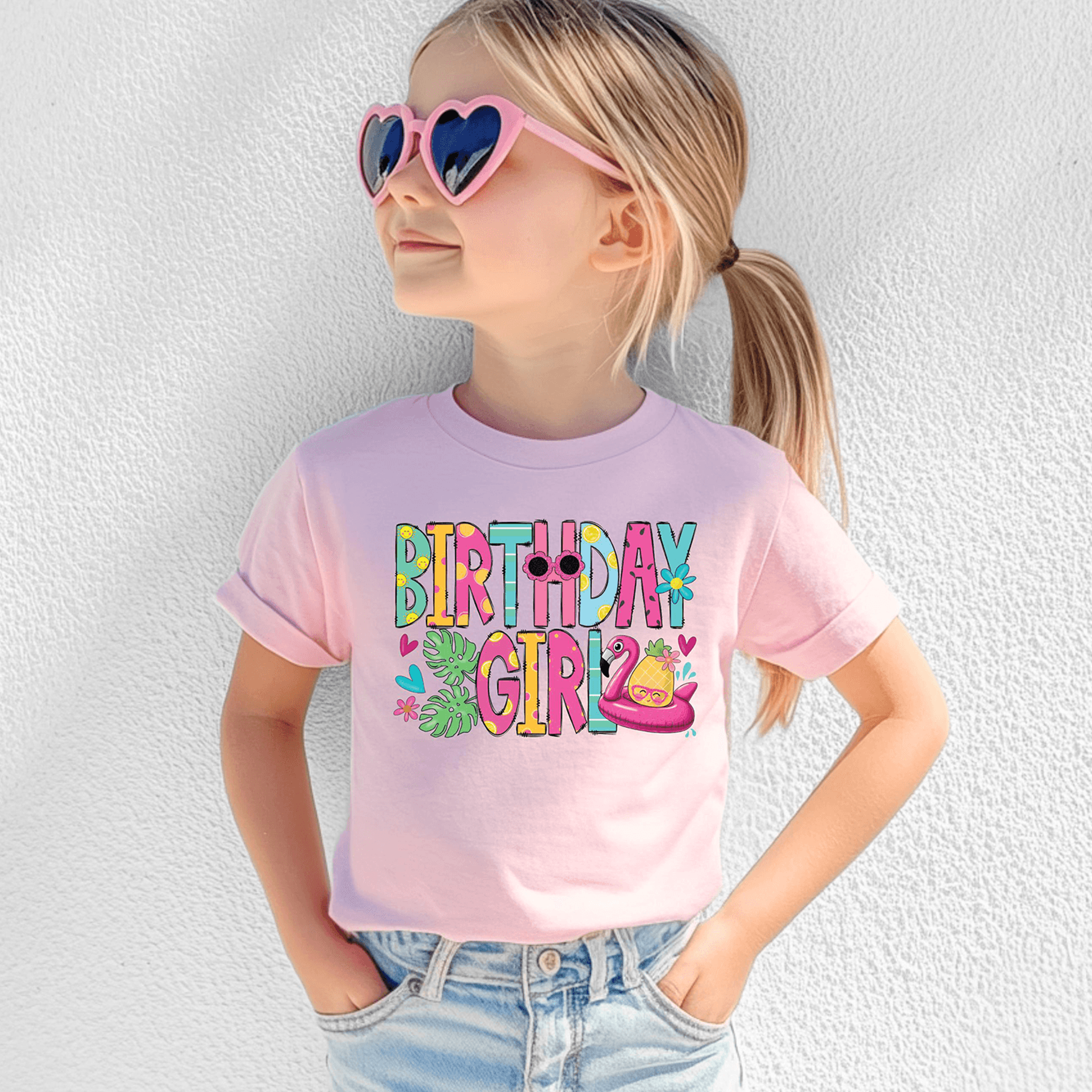 flamingo birthday shirt girl, personalized flamingo birthday shirt, tropical birthday outfit, luau birthday tee, custom