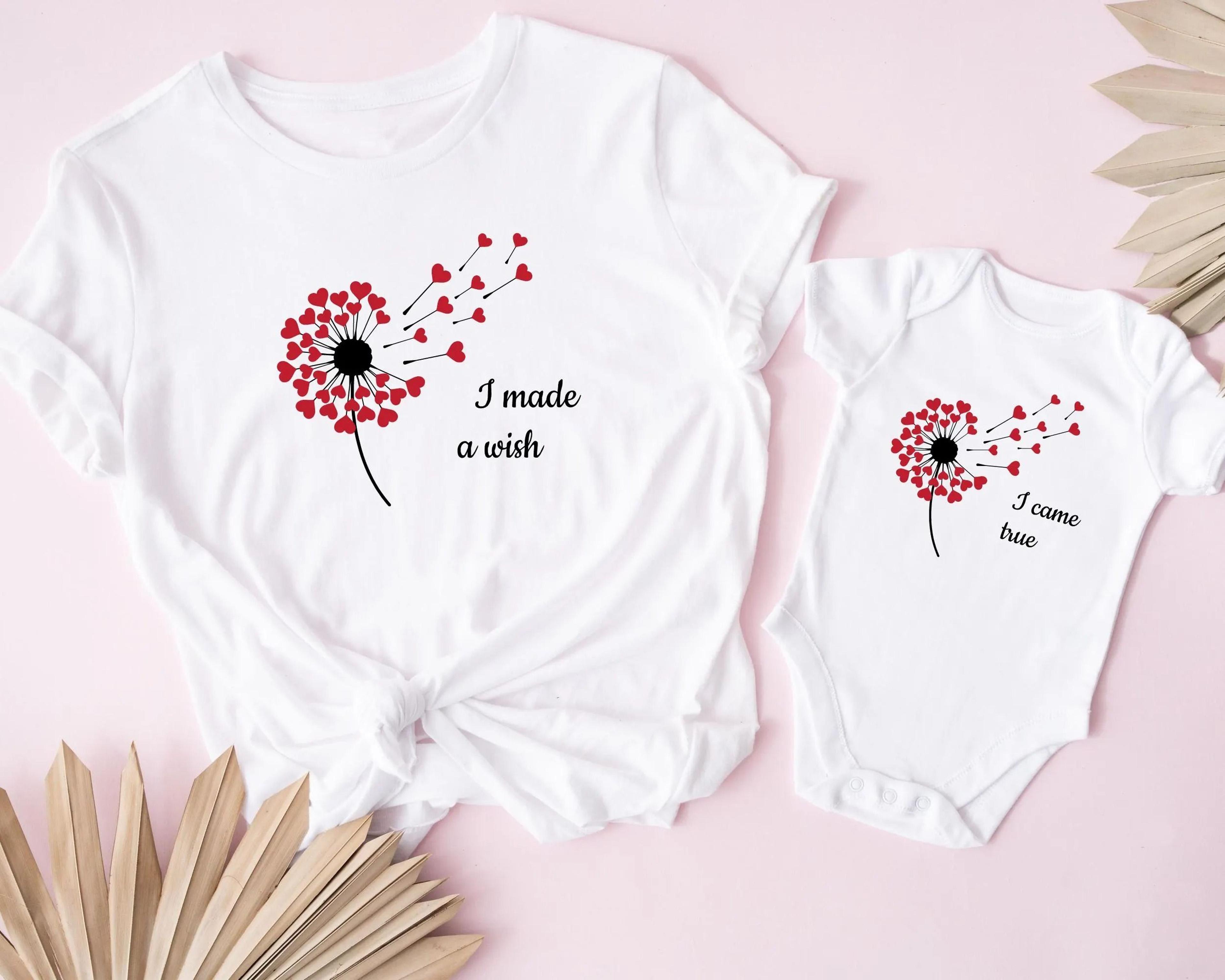 i made a wish i came true matching shirts, mommy and me matching outfit, mother daughter shirts, dandelion matching tee