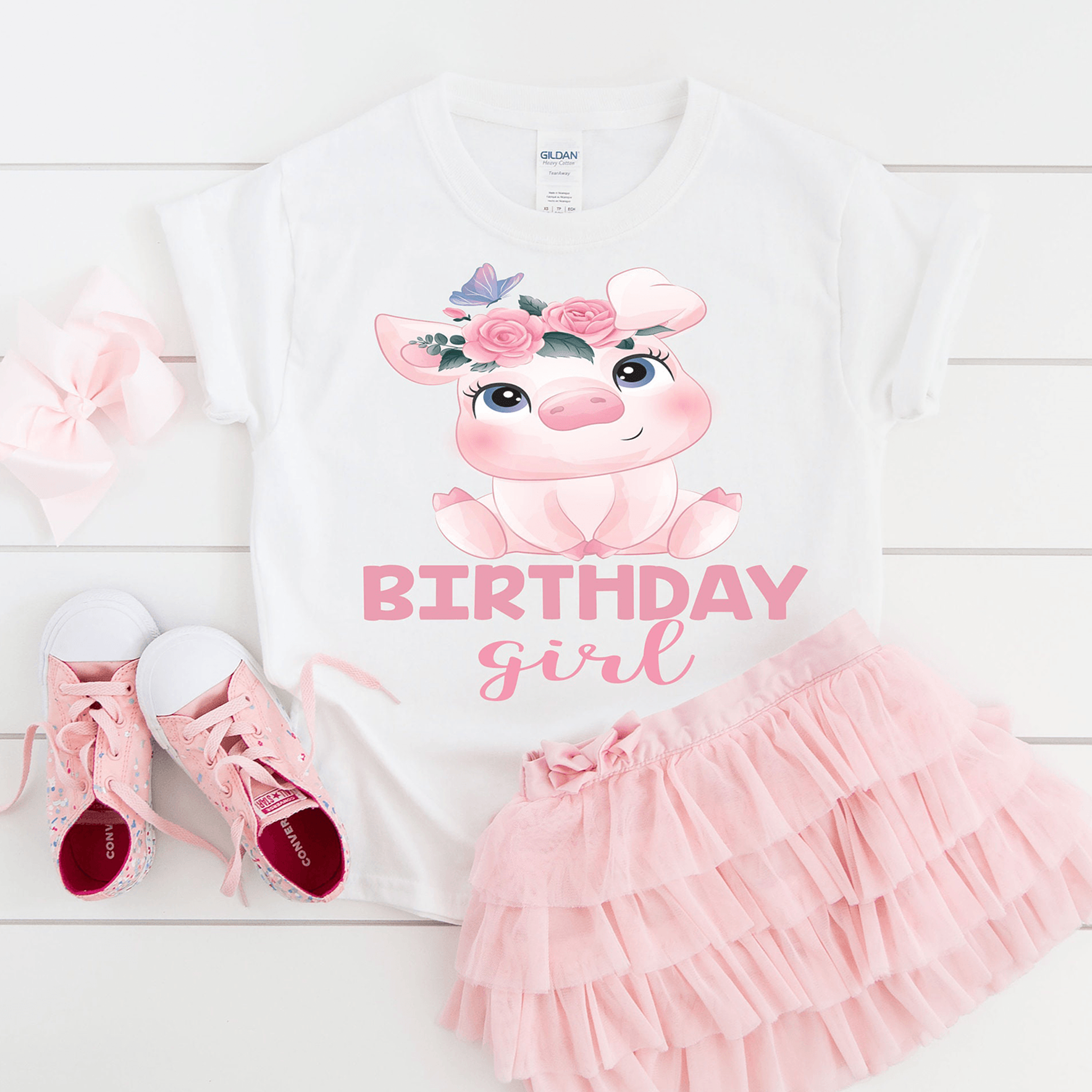 pig birthday shirt, cute pig birthday girl shirt, pig flower birthday tee, farm animal birthday shirt, family matching