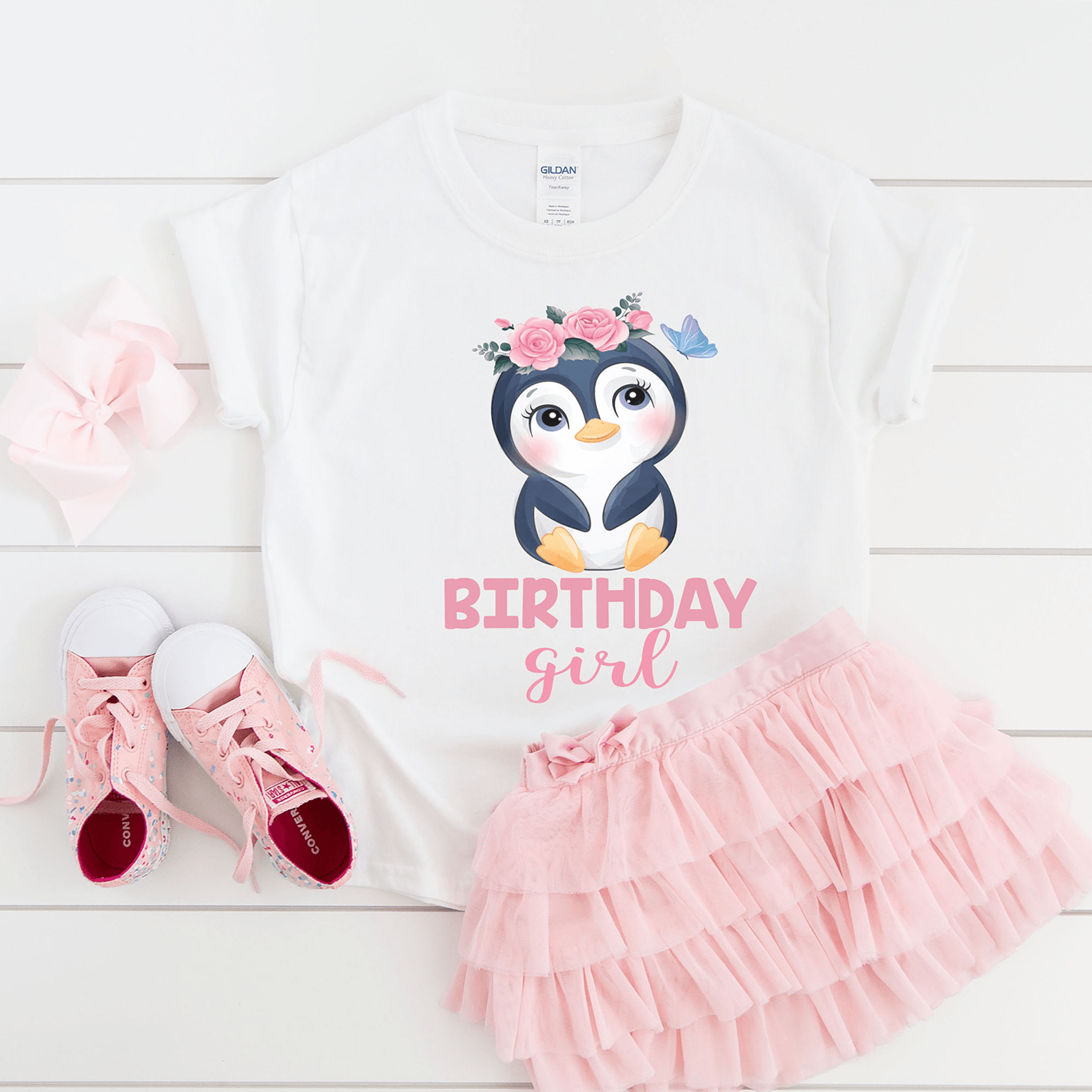 penguin birthday shirt, floral penguin birthday tee, girl penguin birthday shirt, first birthday outfit, family matching