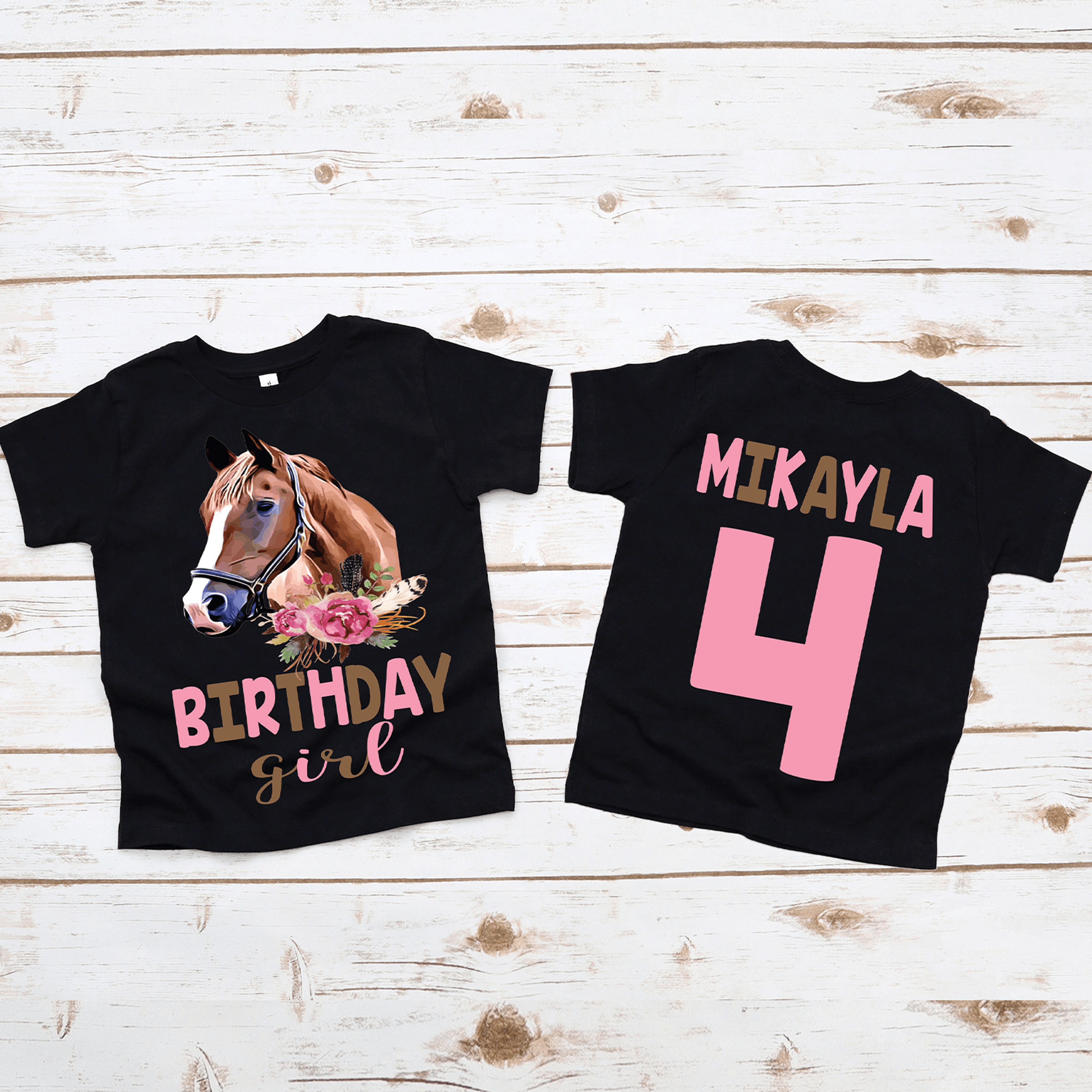 horse birthday shirt, floral horse birthday girl shirt, personalized horse birthday tee, pony party outfit, family match