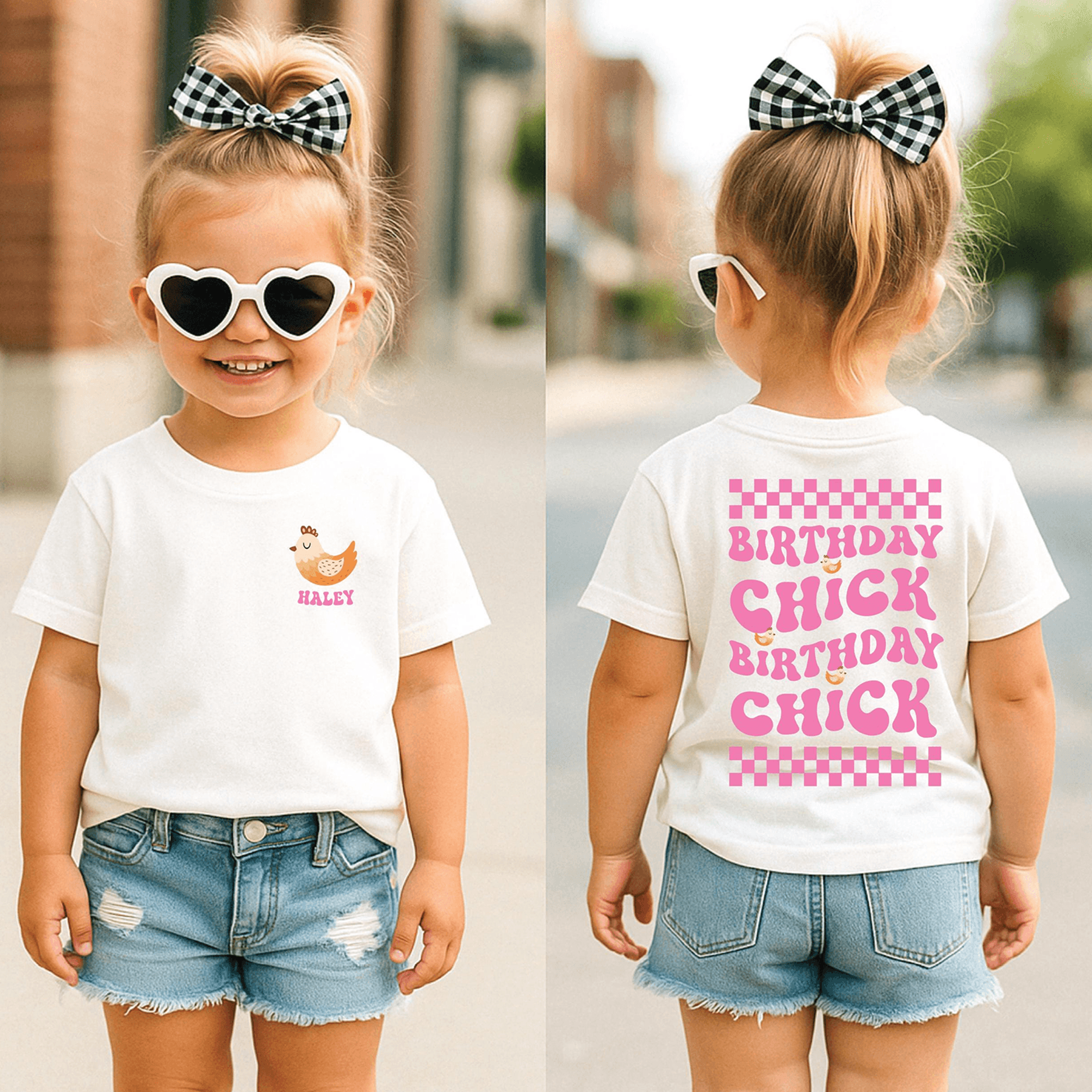 chicken birthday shirt, chicken birthday girl shirt, personalized chicken birthday tee, farm birthday outfit, family mat