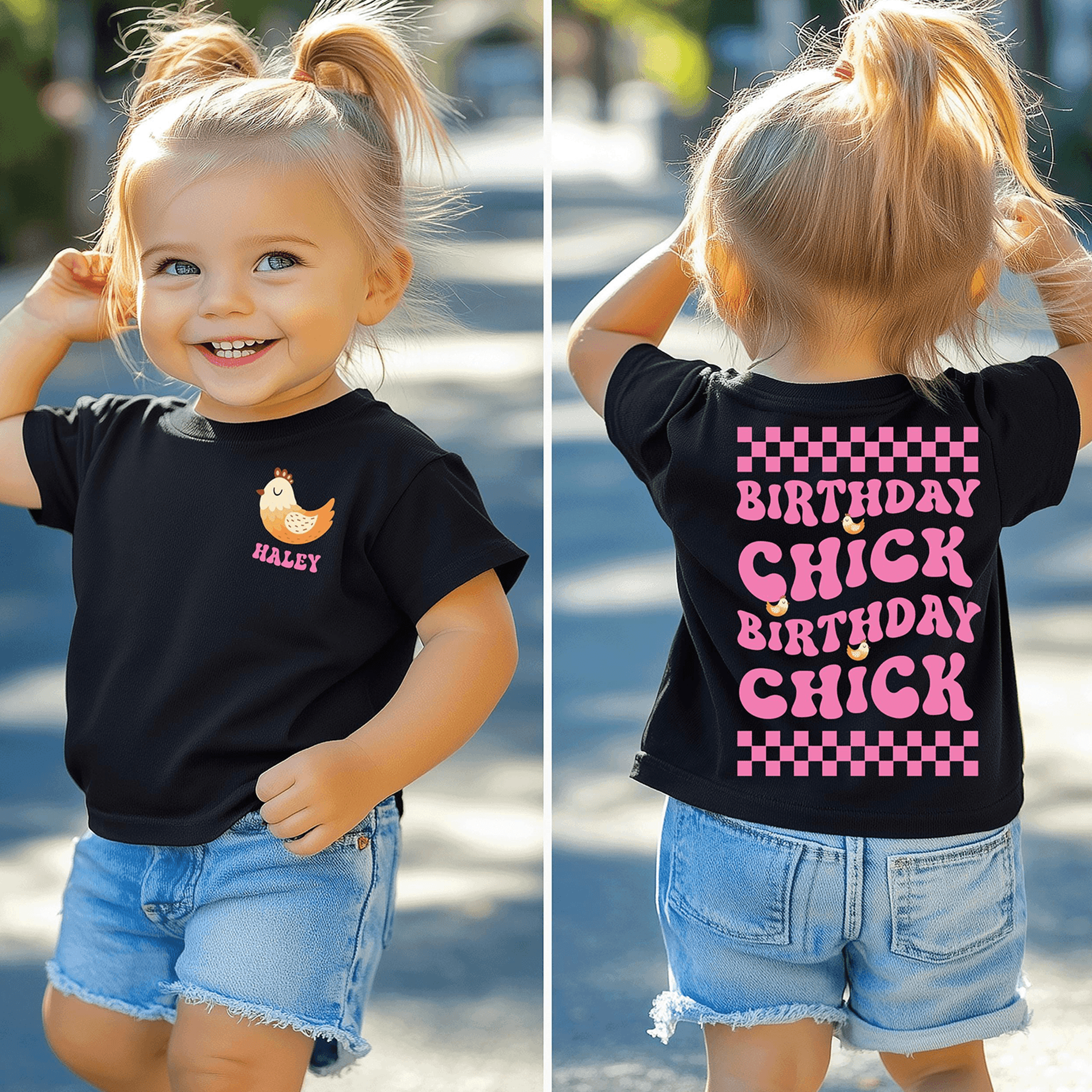 chicken birthday shirt, chicken birthday girl shirt, personalized chicken birthday tee, farm birthday outfit, family mat