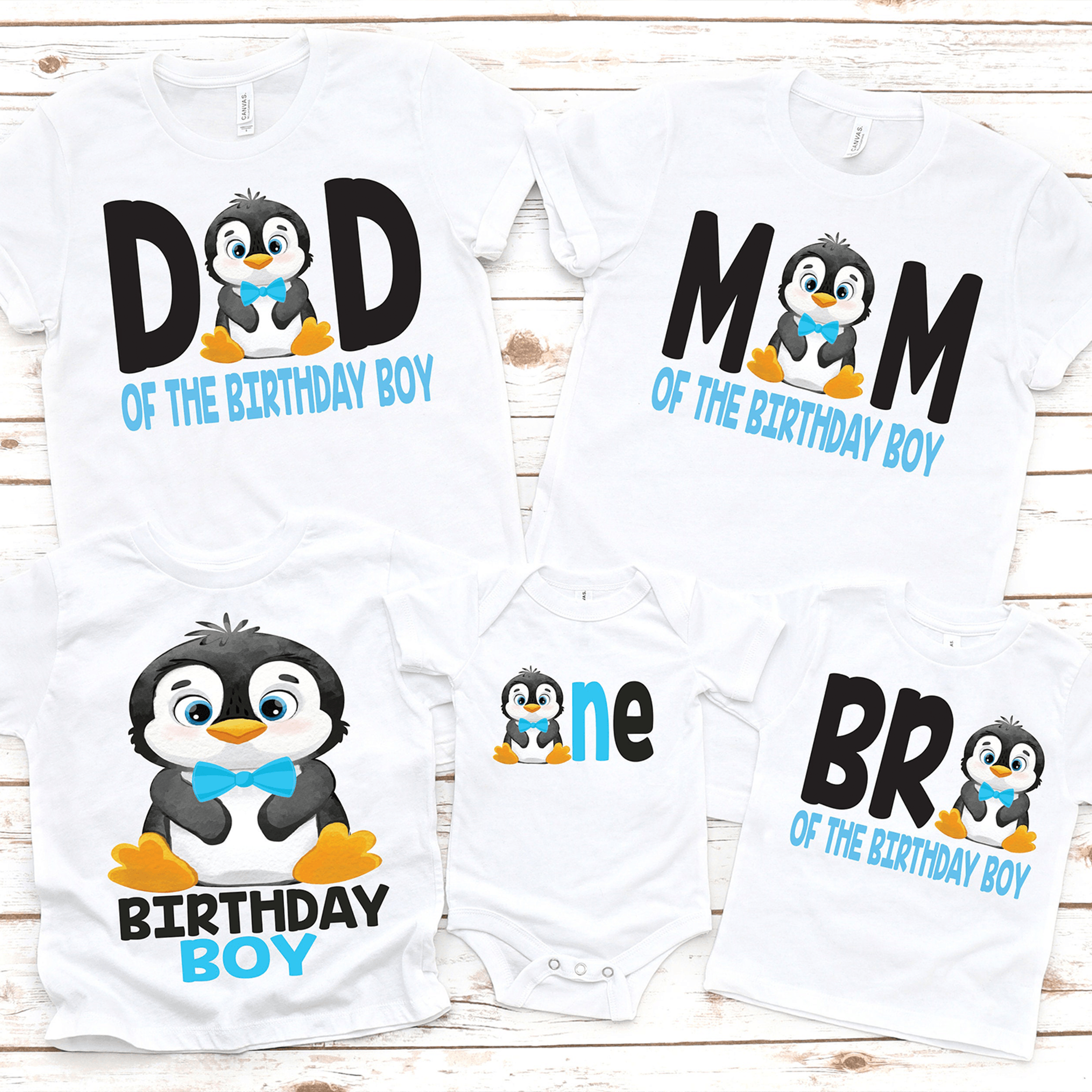 family penguin birthday boy shirt, penguin birthday boy tee, personalized penguin birthday shirt, winter birthday outfit