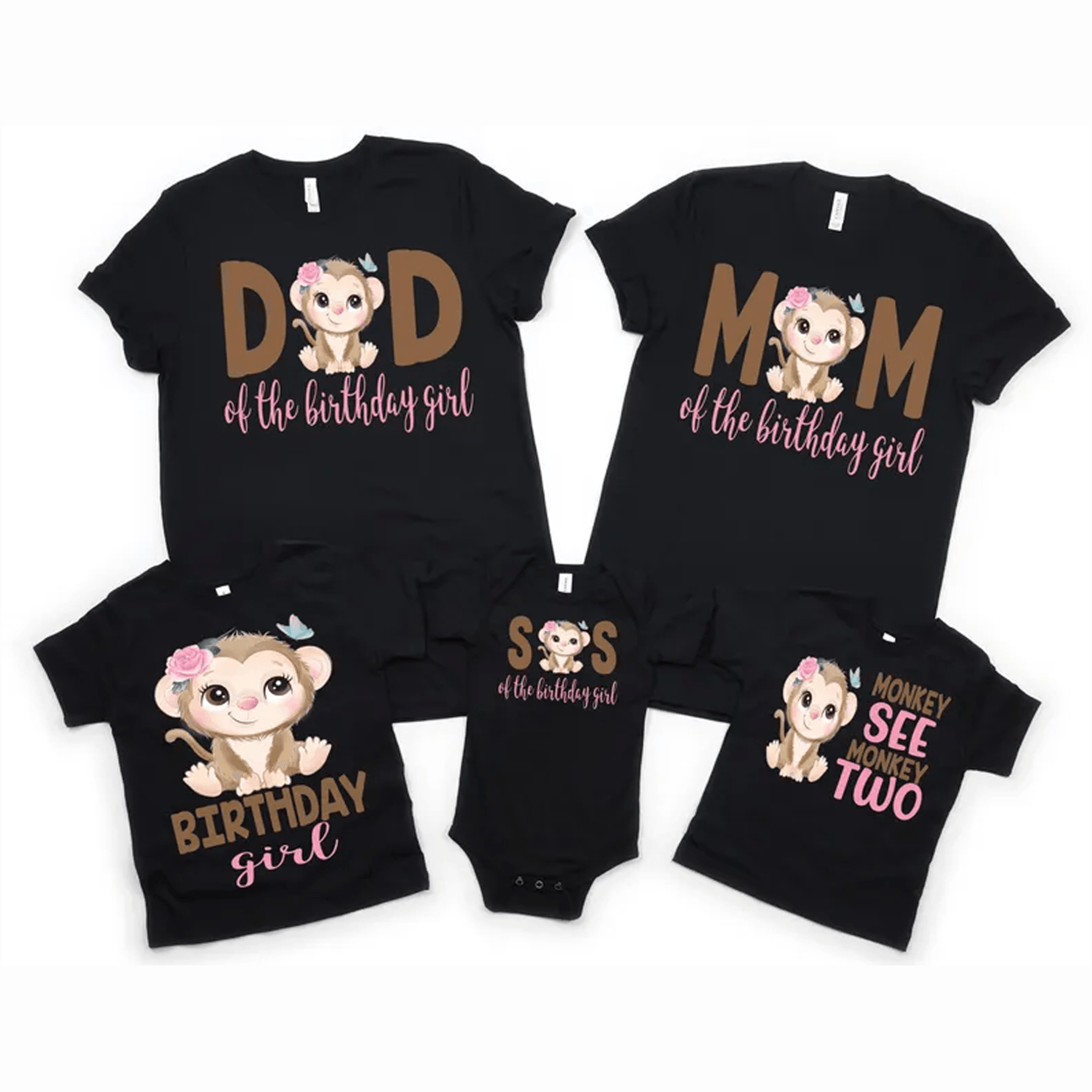 family monkey birthday girl shirt, monkey birthday girl tee, personalized monkey birthday shirt, jungle birthday outfit,