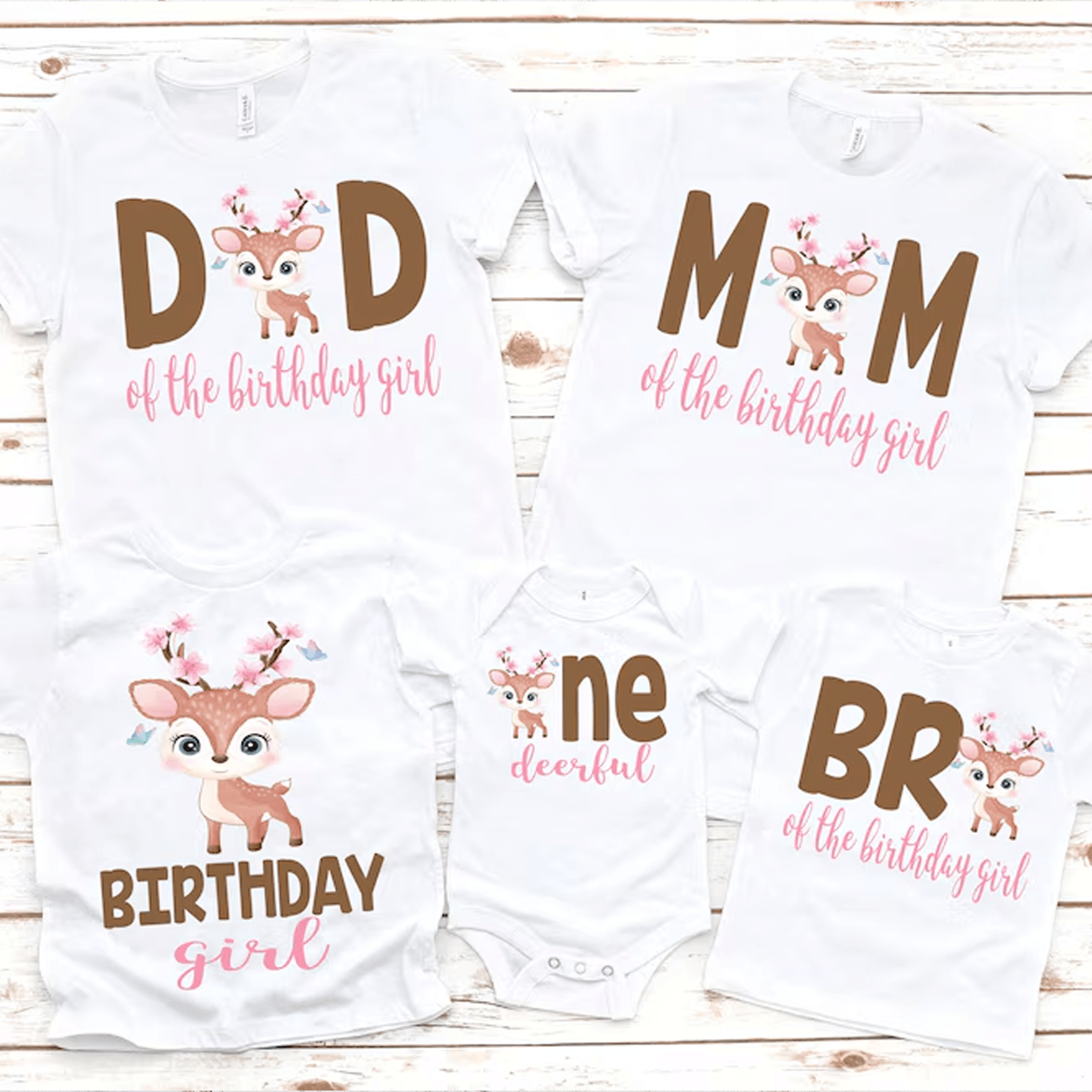 family deer birthday girl shirt, personalized deer birthday shirt, woodland birthday tee, forest birthday outfit, matchi