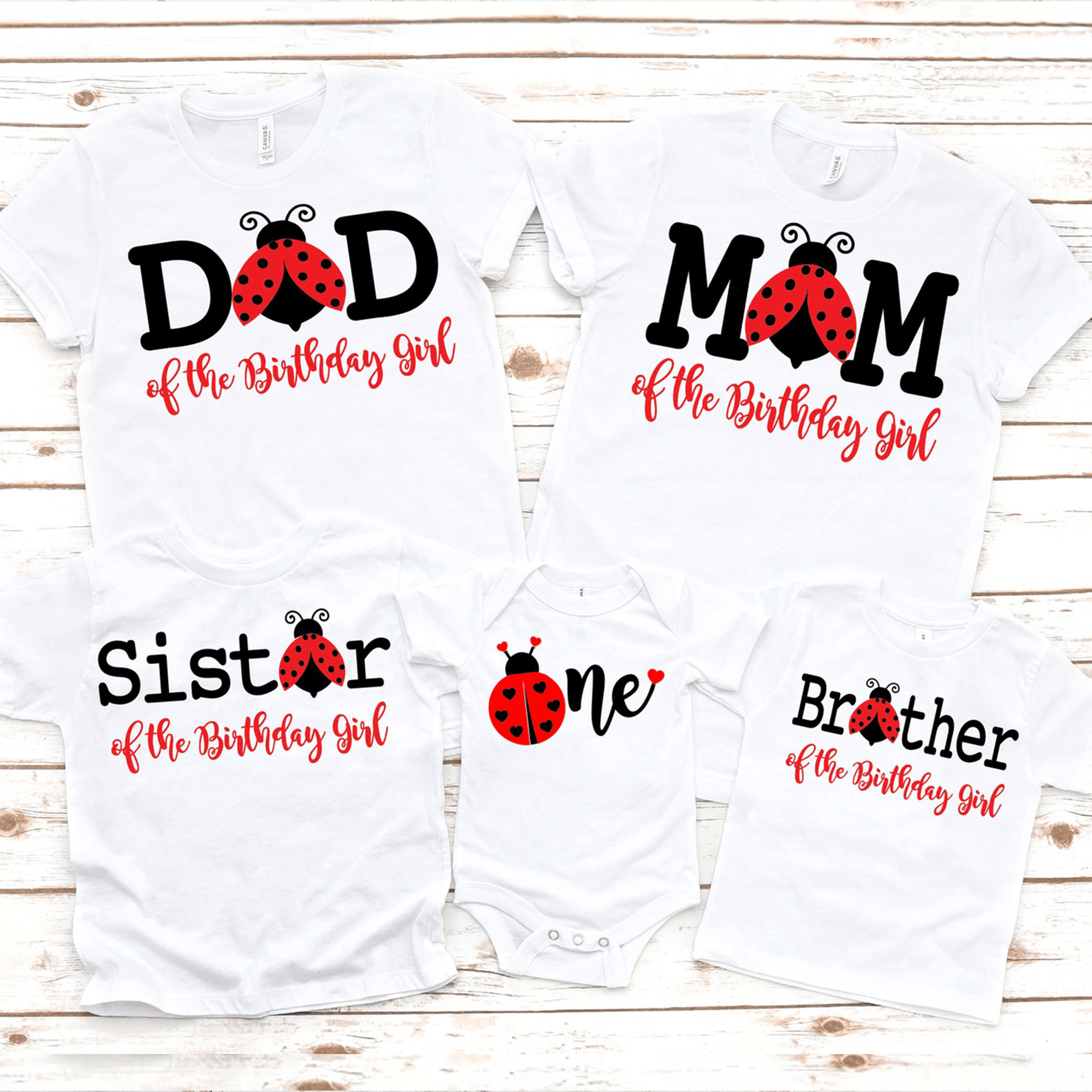 family matching ladybug birthday girl shirt, personalized ladybug birthday shirt, cute bug birthday tee, first birthday