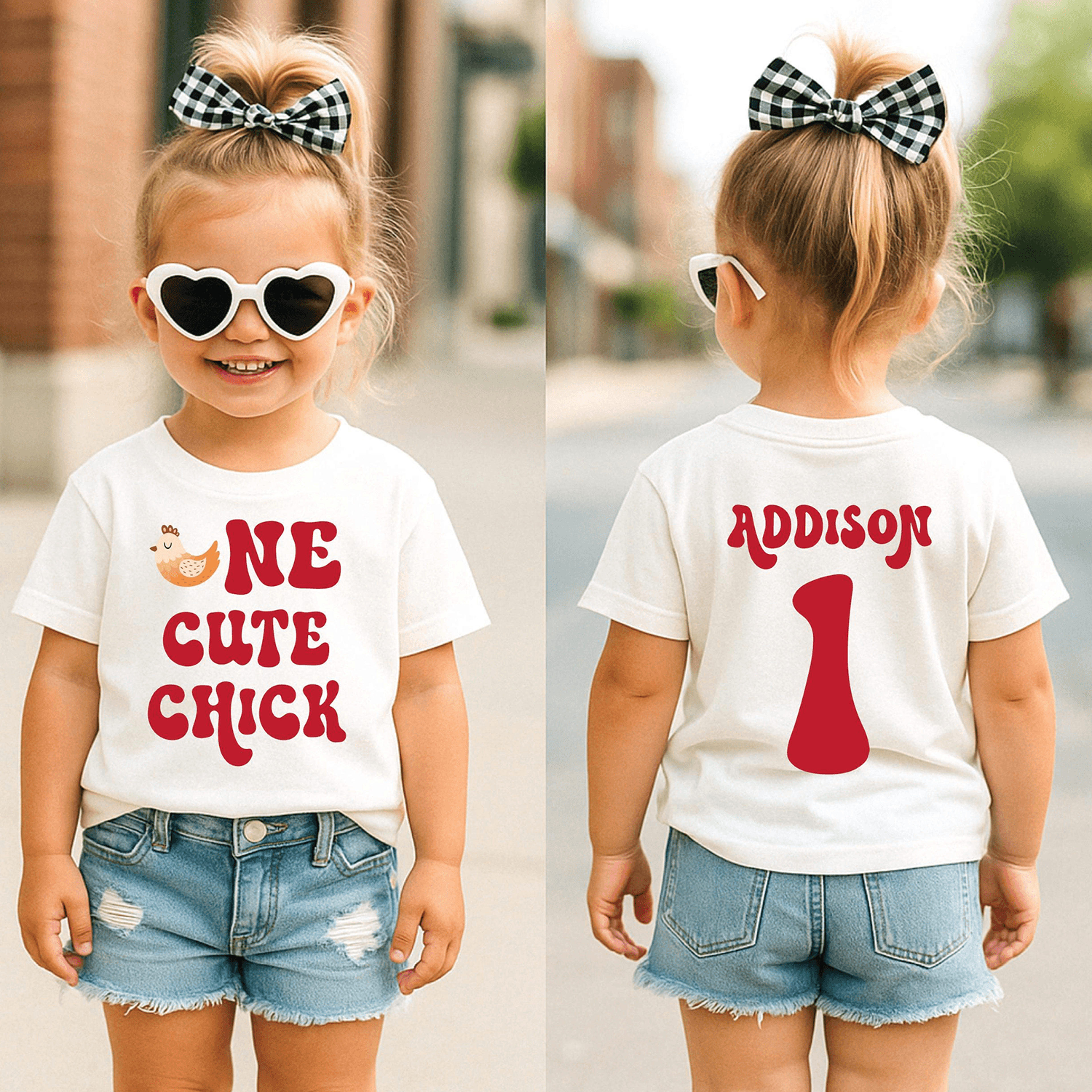 one cute chick birthday shirt, first birthday shirt, personalized chick birthday tee, farm birthday outfit, family match