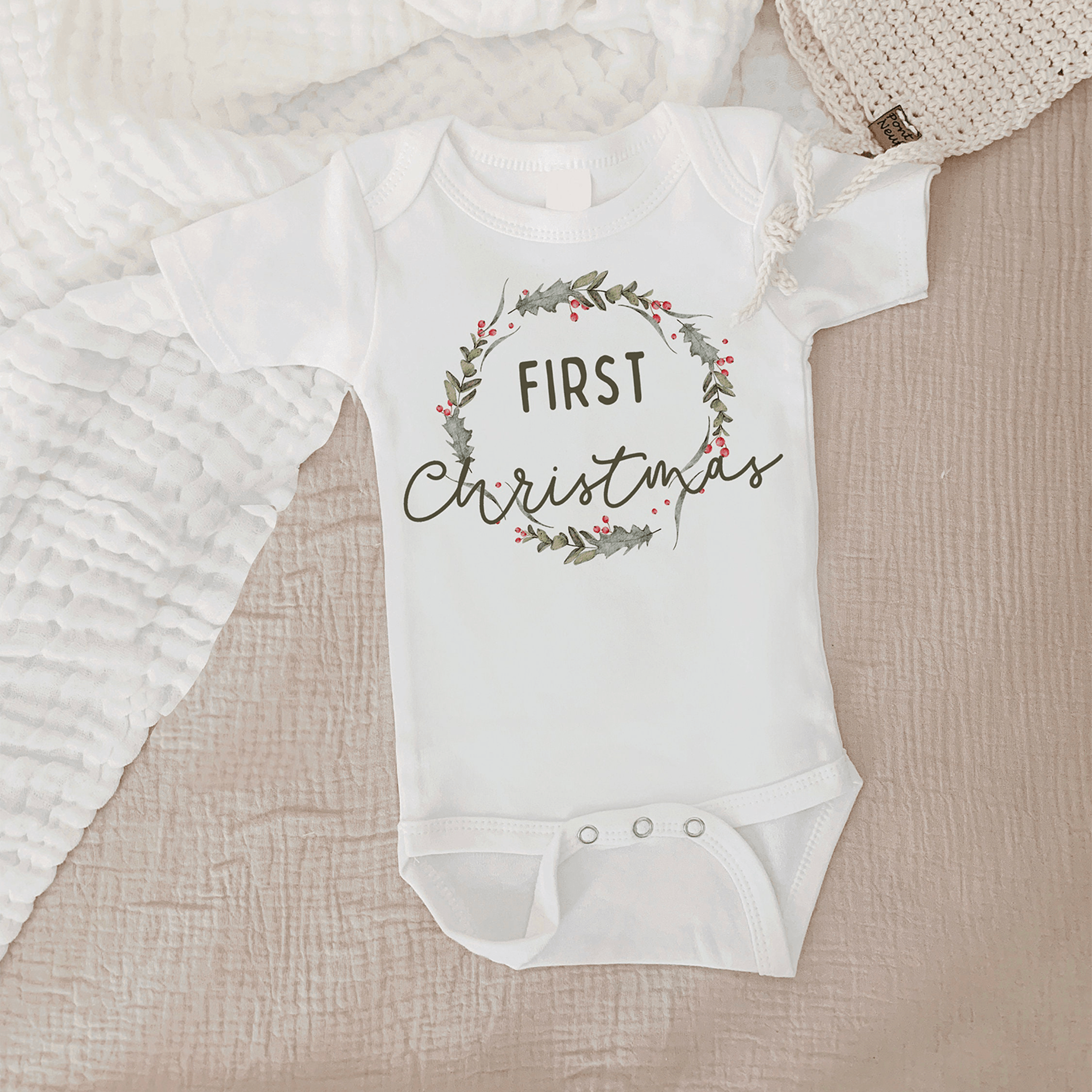baby first christmas bodysuit, my first christmas shirt, personalized baby christmas outfit, newborn holiday gift