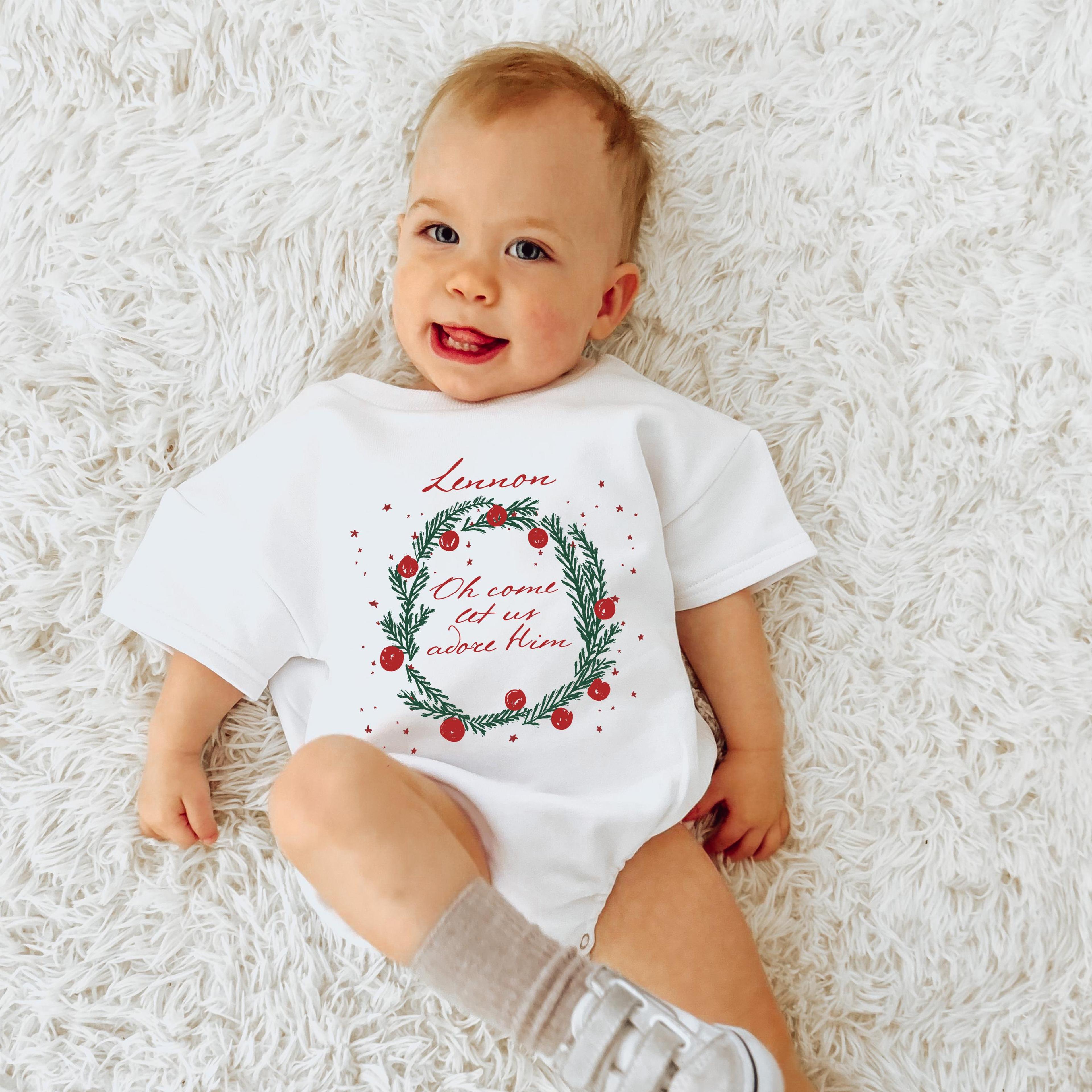 custom christmas baby outfit, personalized baby christmas bodysuit, my first christmas shirt, newborn holiday gift