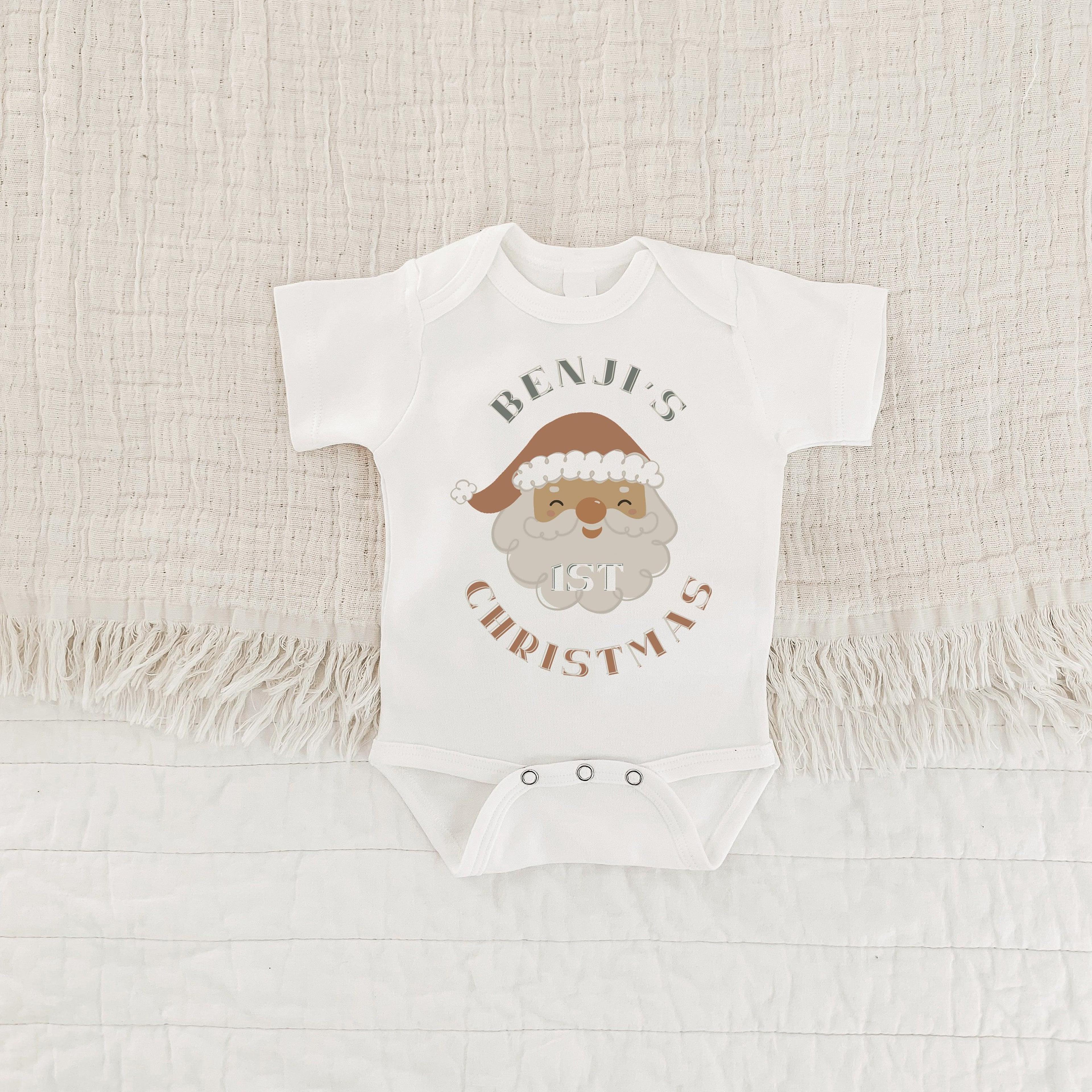 baby first christmas one piece, personalized first christmas outfit, my first christmas bodysuit, newborn holiday gift