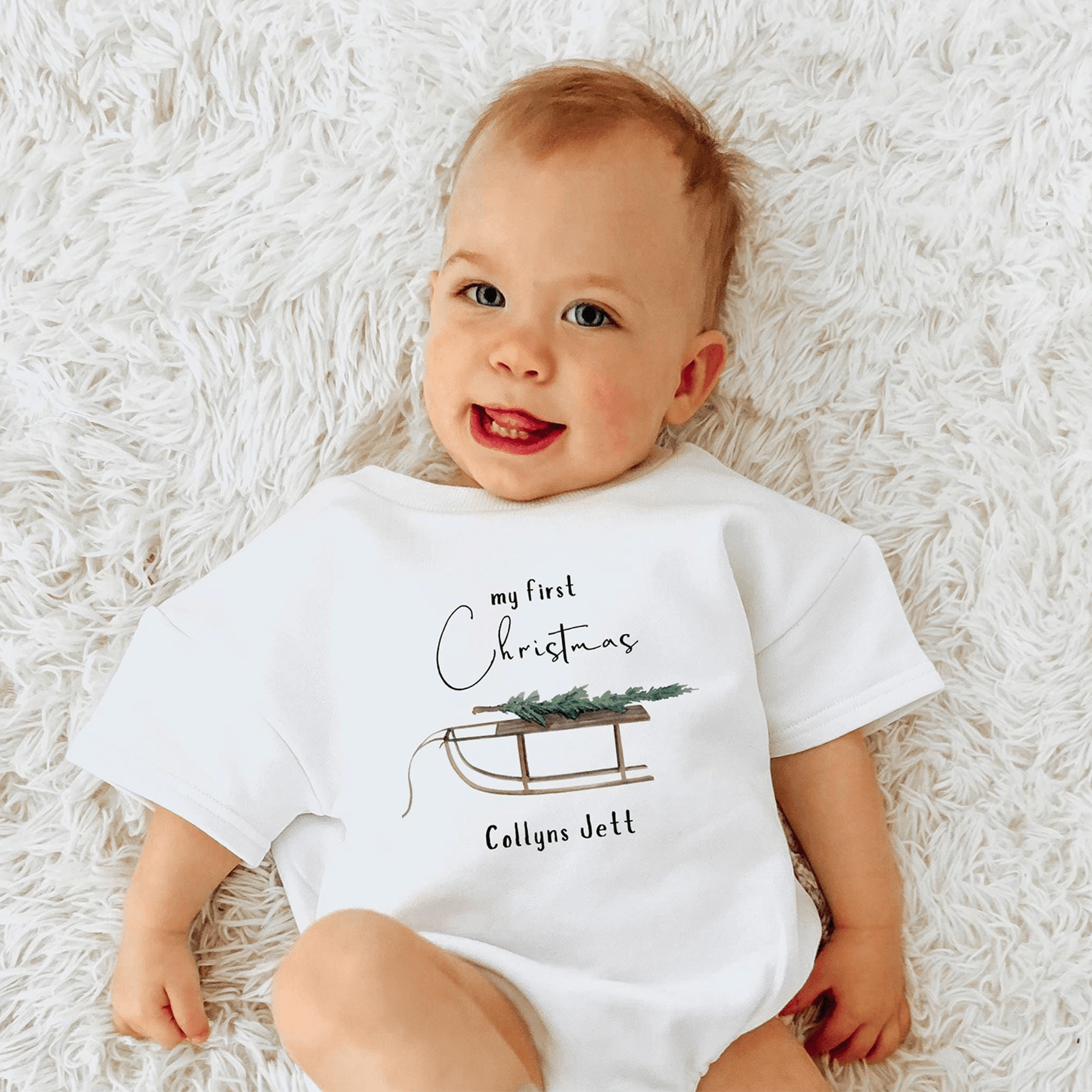 baby first christmas one piece, personalized first christmas outfit, my first christmas bodysuit, newborn christmas gift
