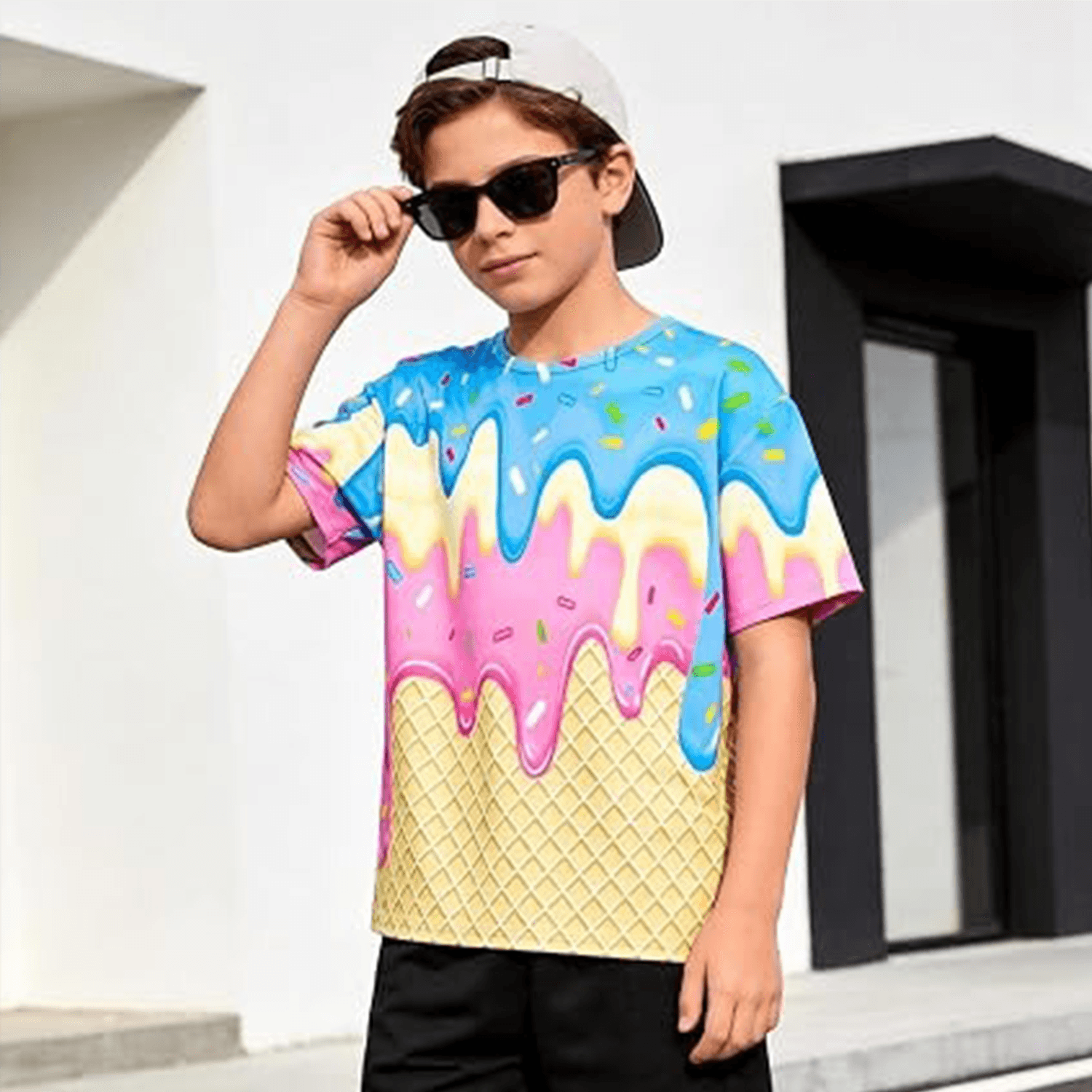 ice cream drip shirt, colorful summer tee, fun dessert t shirt, candy drip graphic tee, youth ice cream shirt
