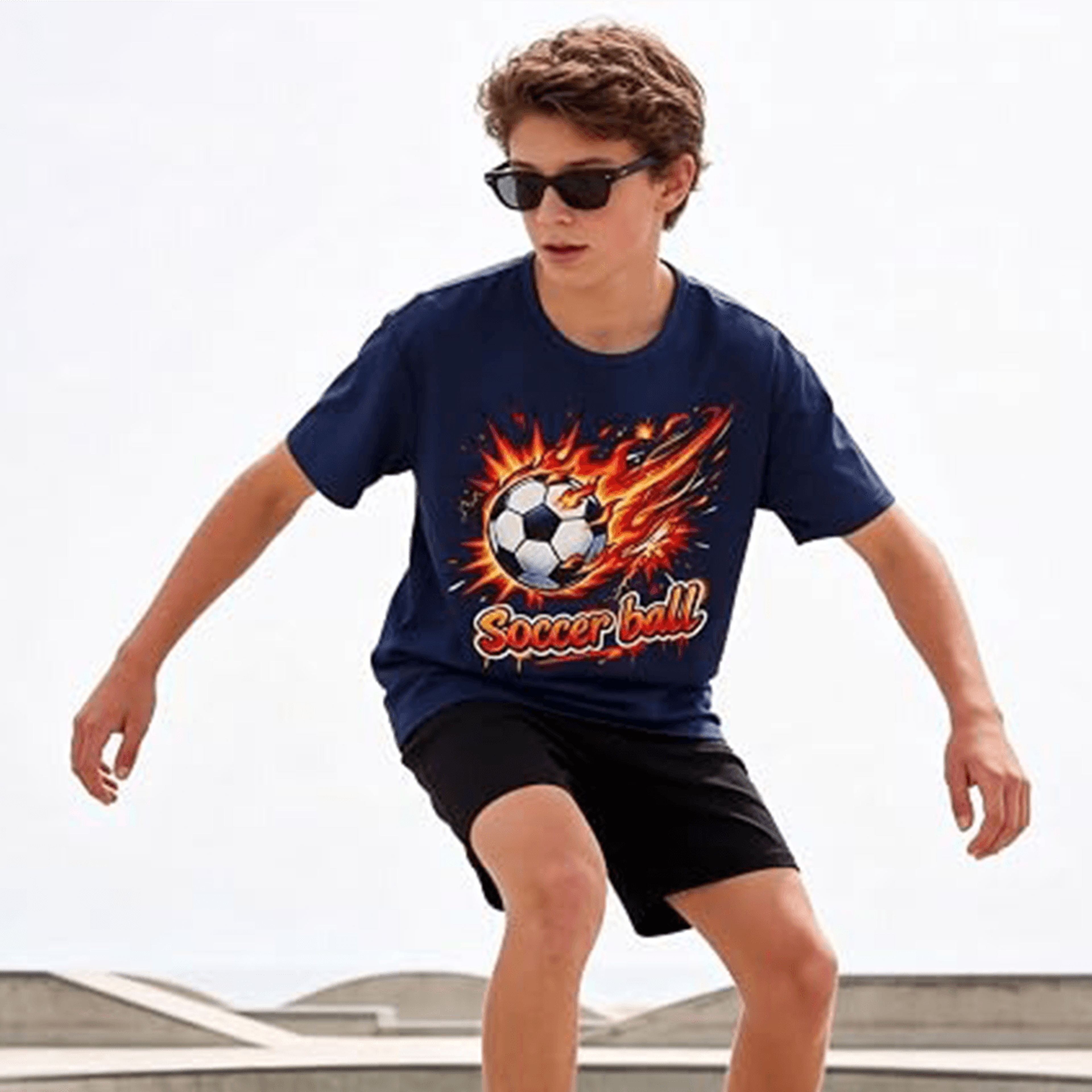 soccer ball shirt, boys soccer t shirt, kids football tee, soccer player gift, youth sports shirt, flaming soccer shirt