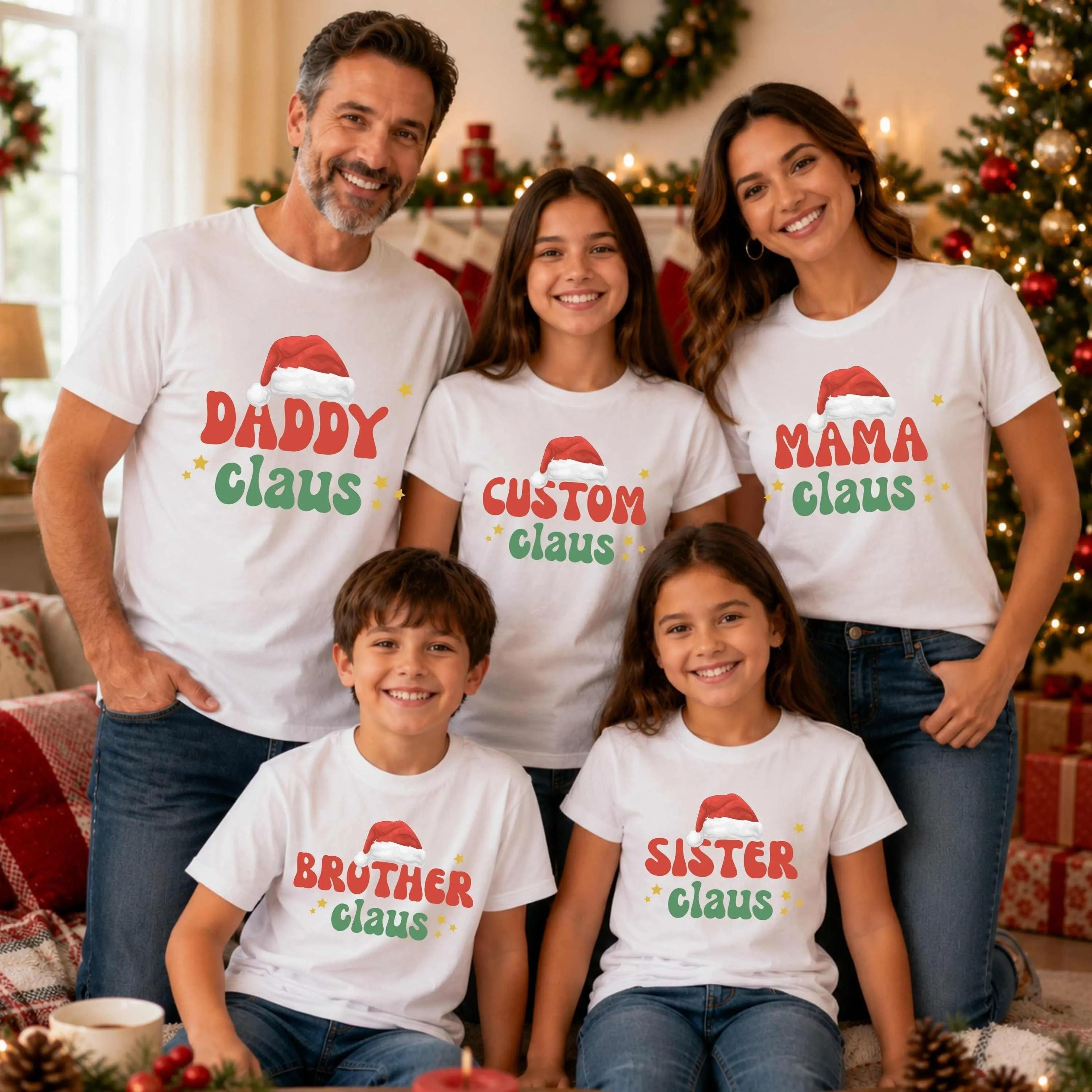 matching christmas family shirts, daddy claus shirt, mama claus shirt, custom claus tee, family christmas pajamas