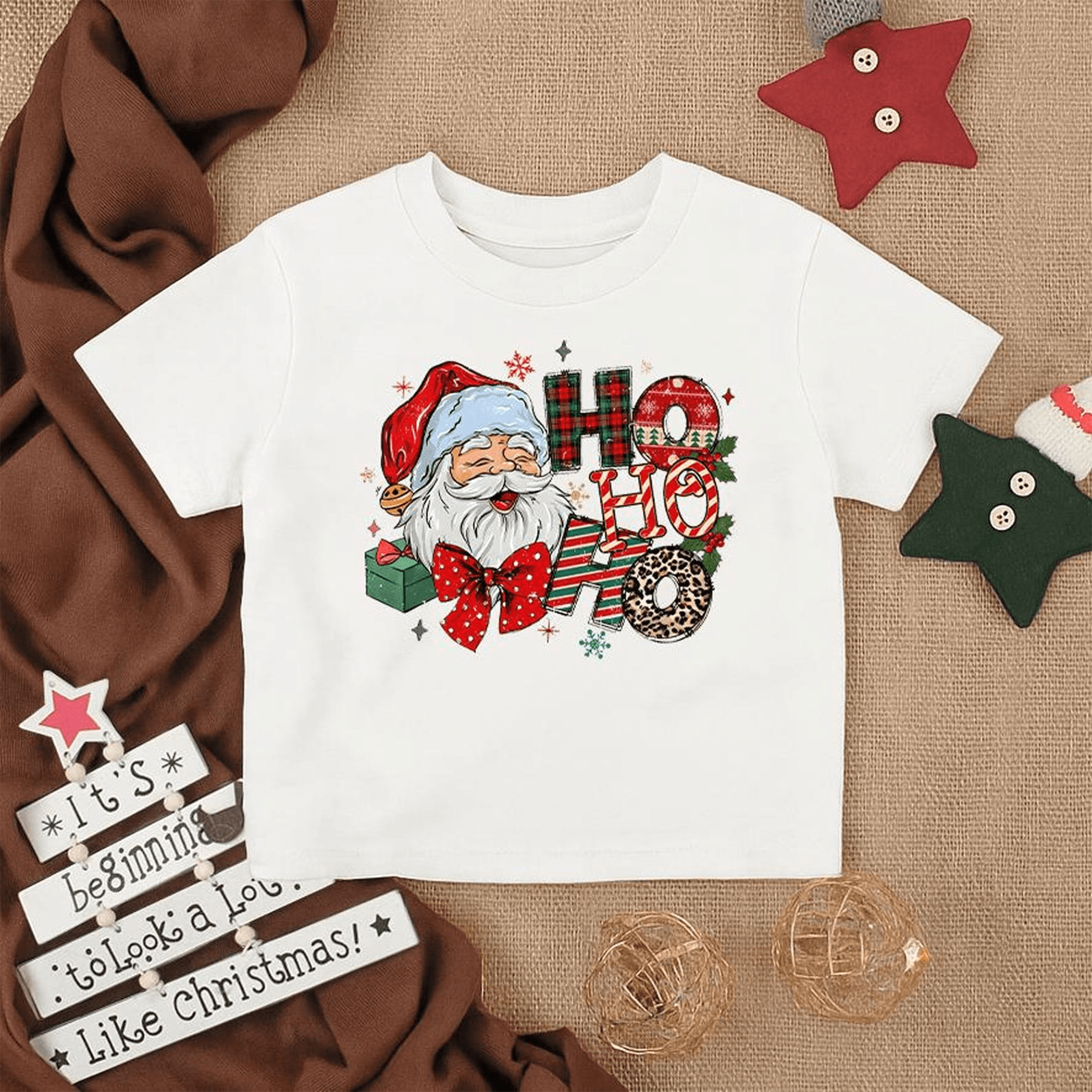ho ho ho santa toddler shirt, vintage christmas kids shirt, retro santa holiday tee, cute xmas outfit gift for boys girl