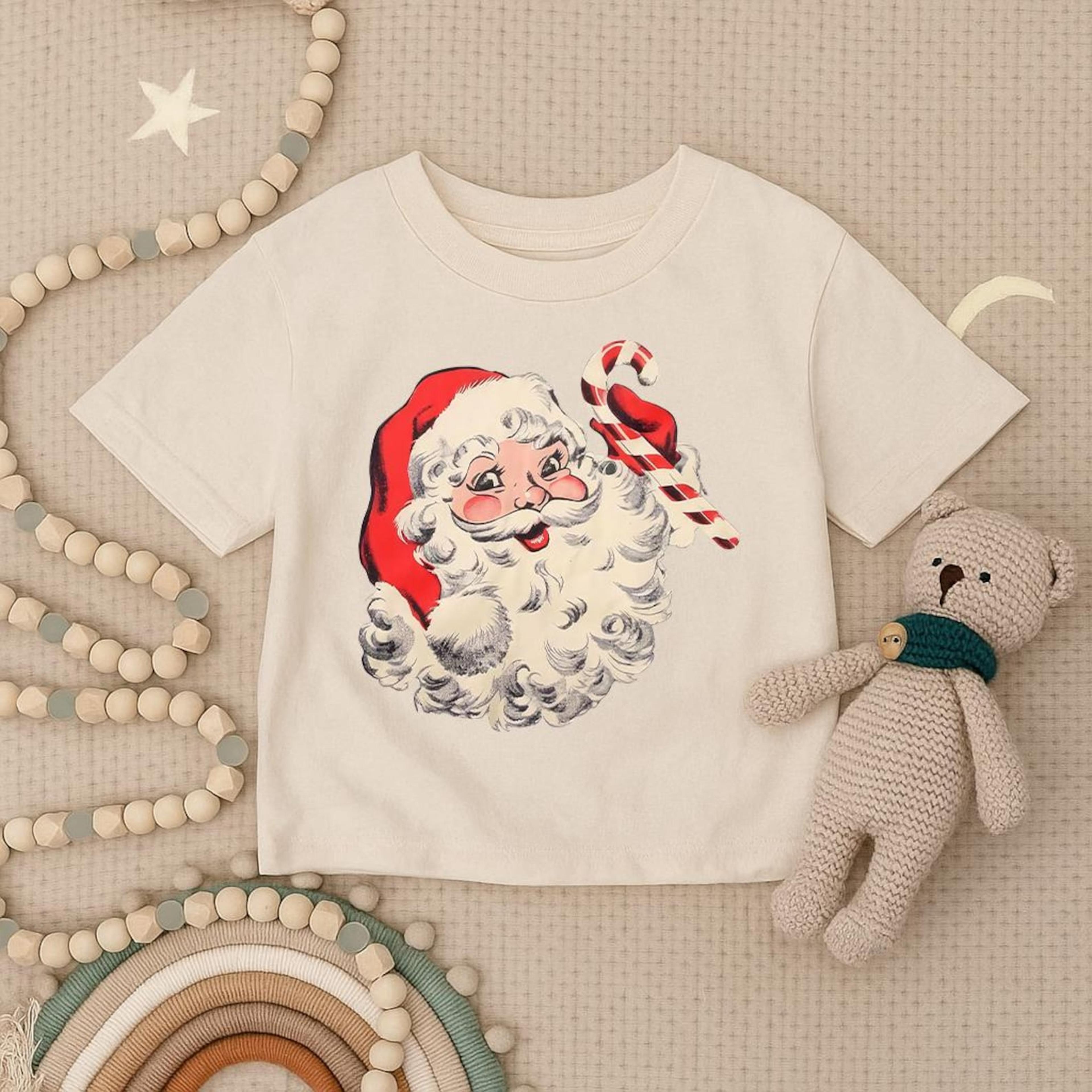 vintage santa toddler shirt, retro christmas kids shirt, cute santa holiday tee, christmas outfit gift for boys girls
