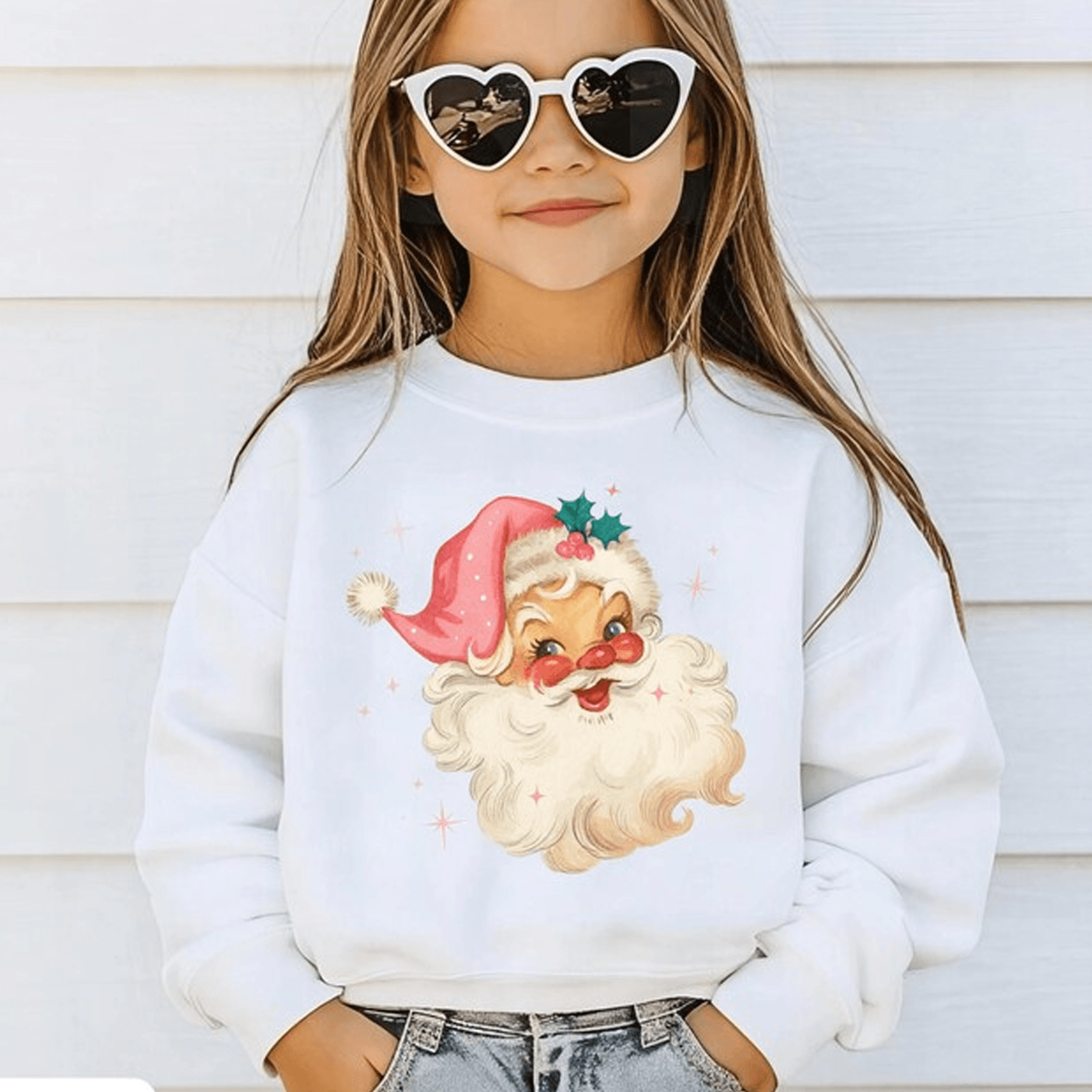 retro santa youth sweatshirt, cute christmas sweatshirt for kids, vintage santa holiday crewneck, christmas gift for boy
