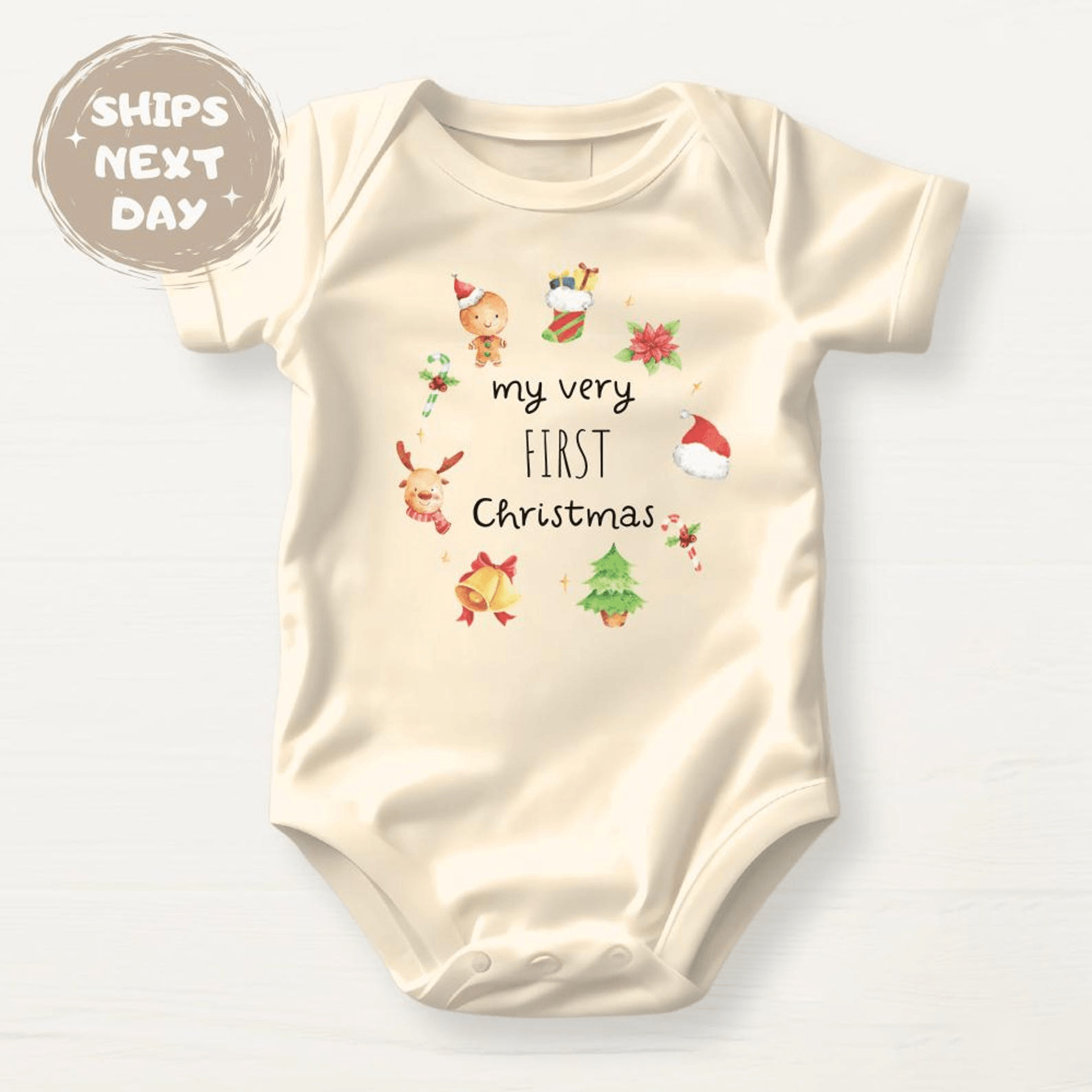 my very first christmas baby bodysuit, first christmas baby outfit, newborn christmas onesie, baby holiday gift