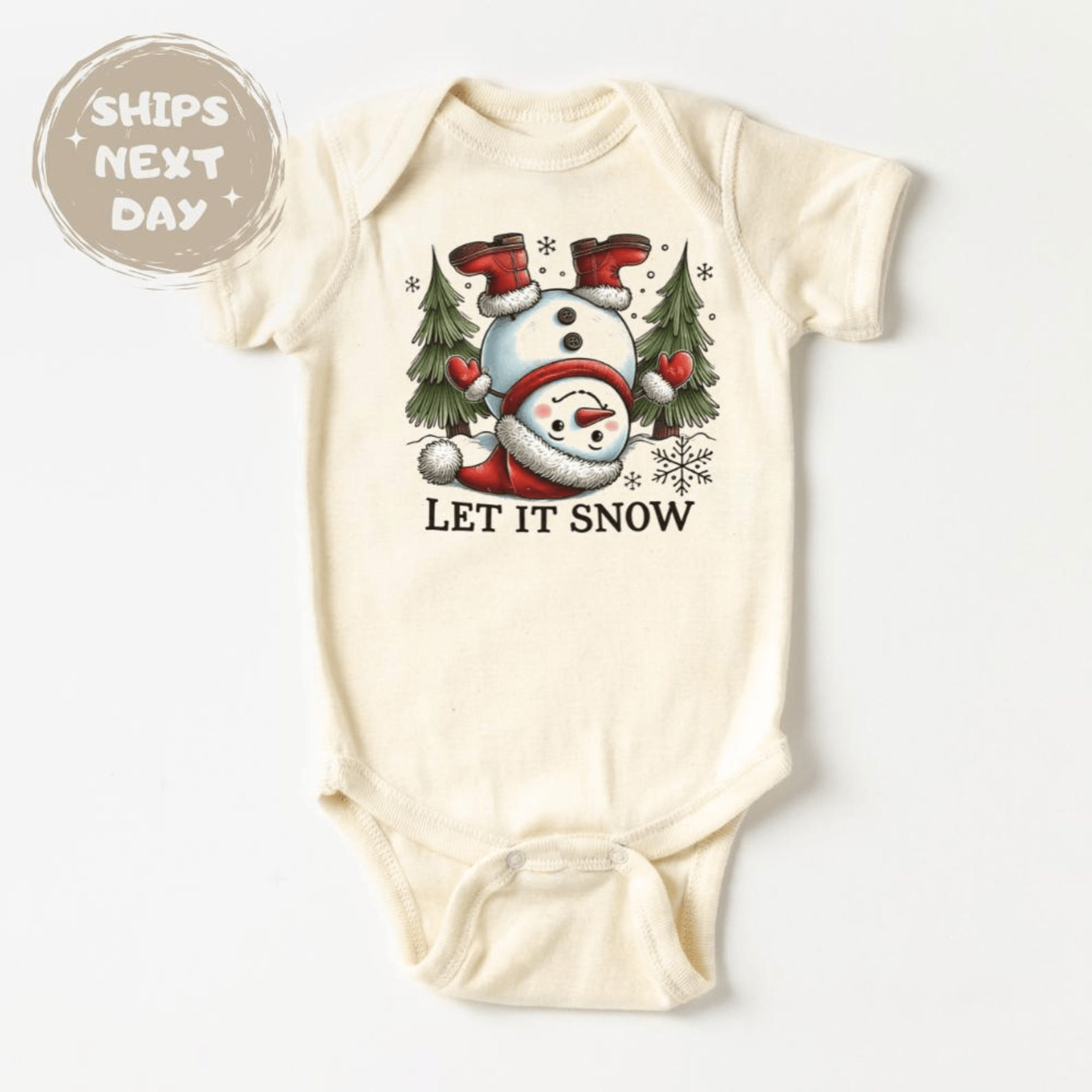 let it snow christmas baby bodysuit, cute winter baby onesie, first christmas baby outfit, holiday baby gift