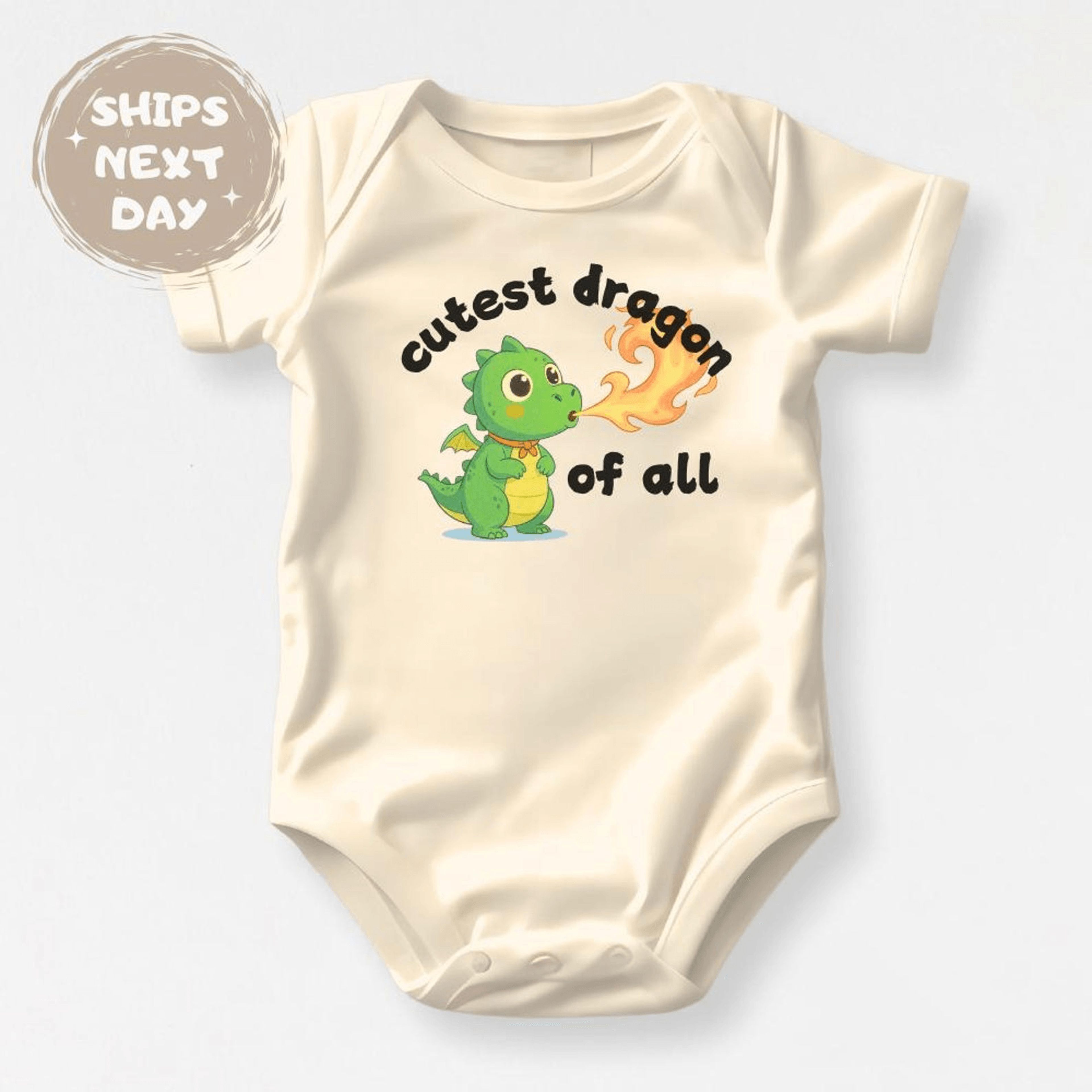 cutest dragon of all baby bodysuit, cute dragon baby outfit, fantasy baby onesie, baby shower gift, newborn gift