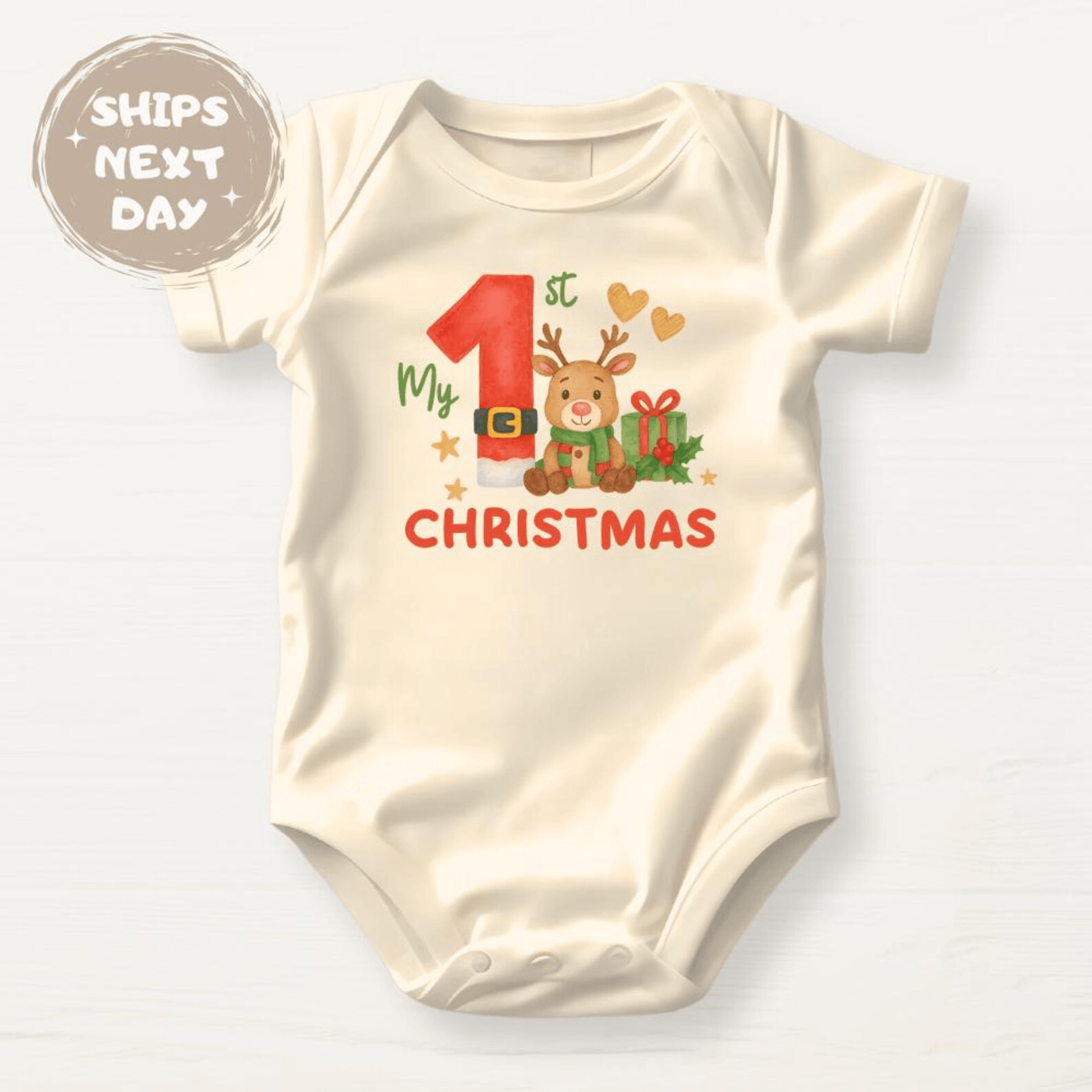 my first christmas baby bodysuit, 1st christmas baby outfit, baby first christmas onesie, newborn holiday gift