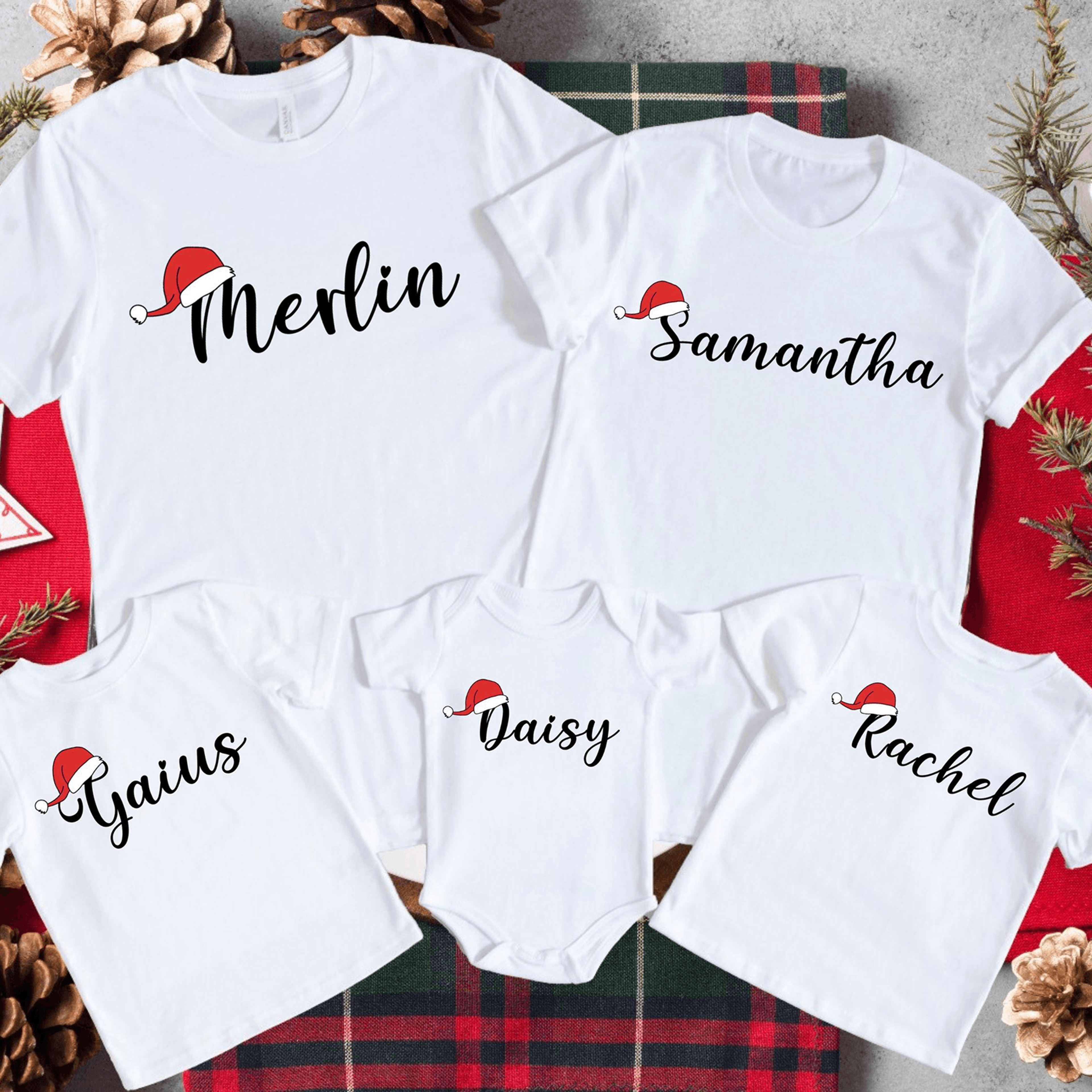 personalized santa hat family christmas sweatshirt, custom name christmas sweater, matching family holiday sweatshirt, x
