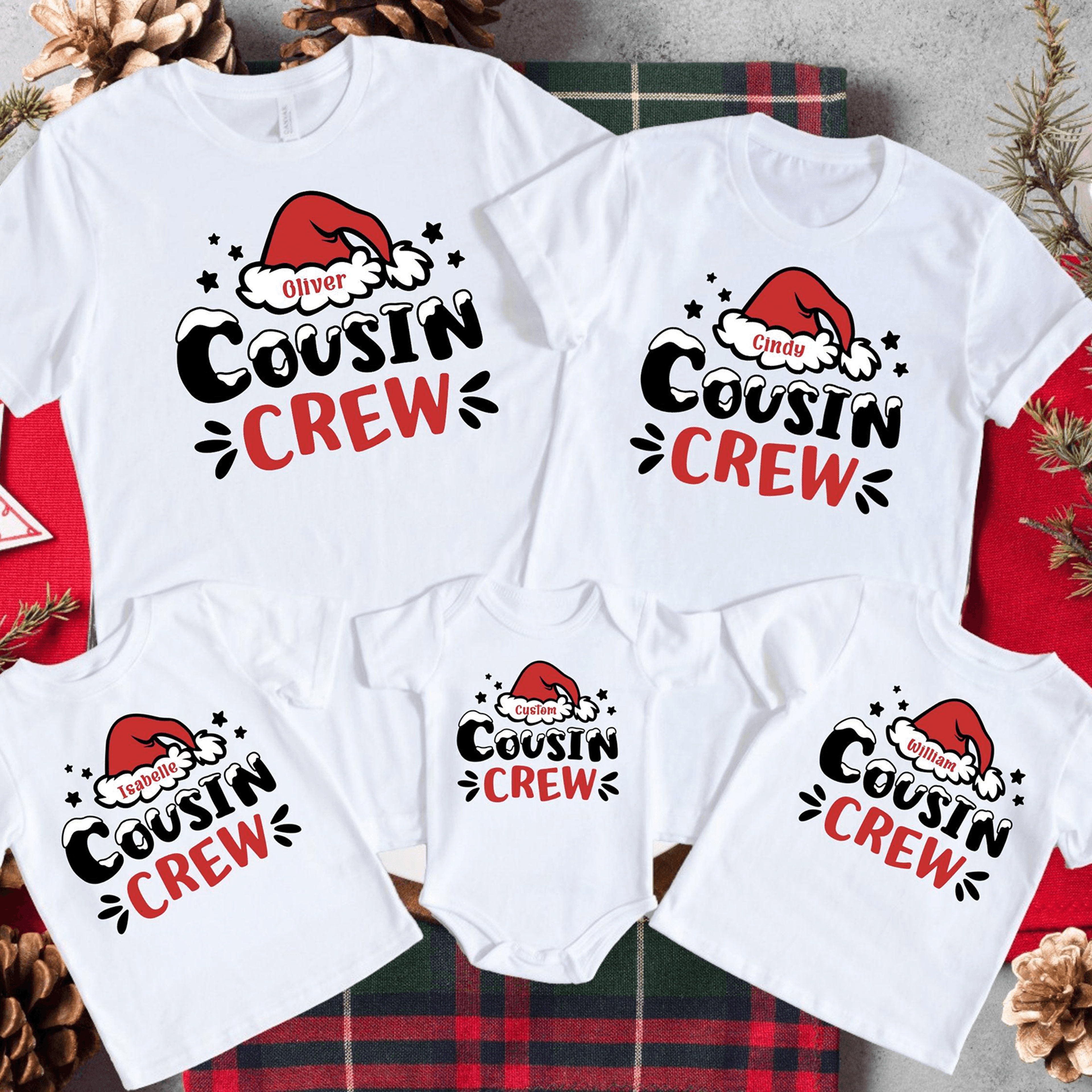 custom name cousin crew christmas shirt, personalized cousin crew tee, matching family holiday shirt, christmas gift